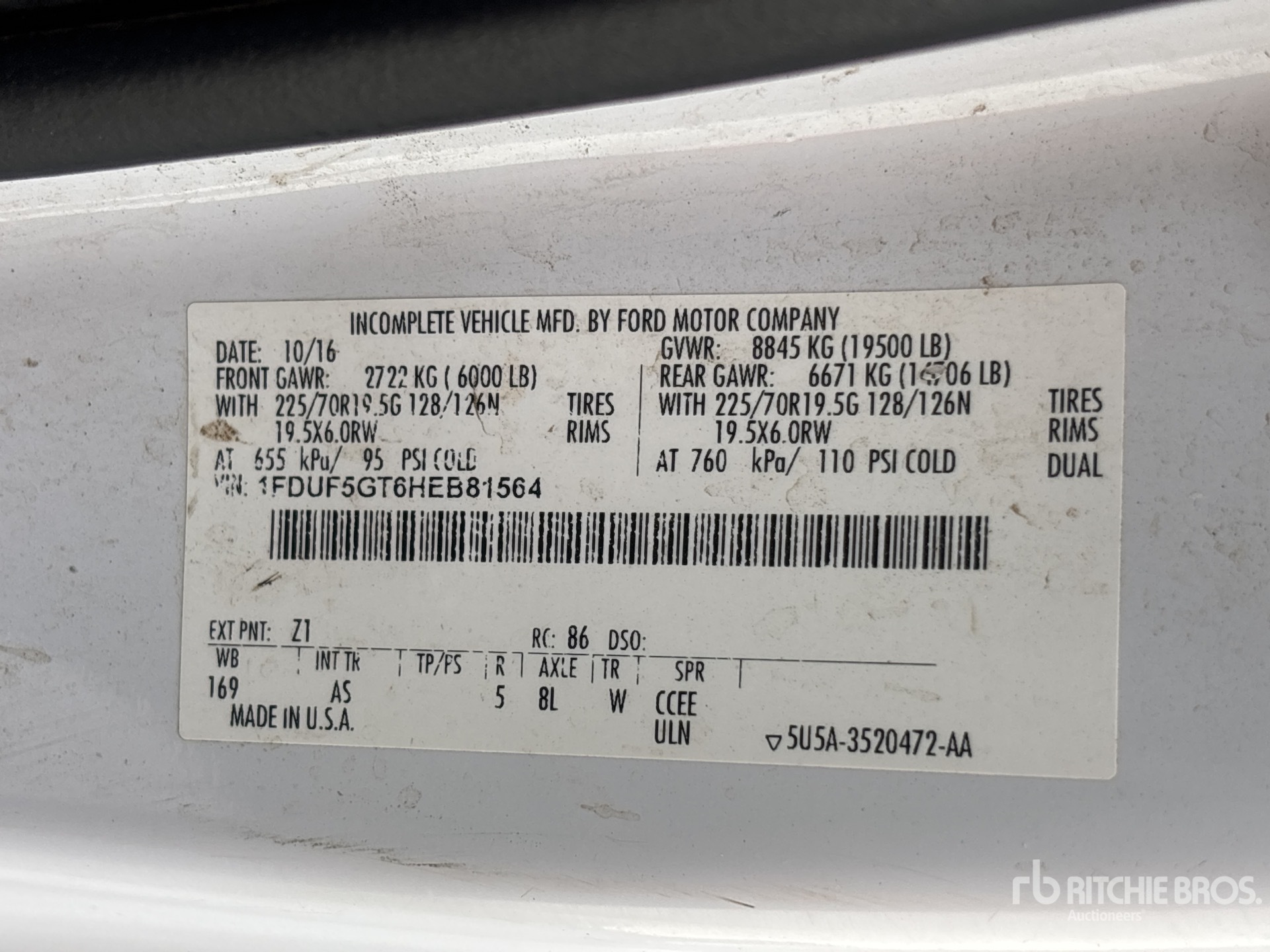 General Appearance with Serial Number / VIN