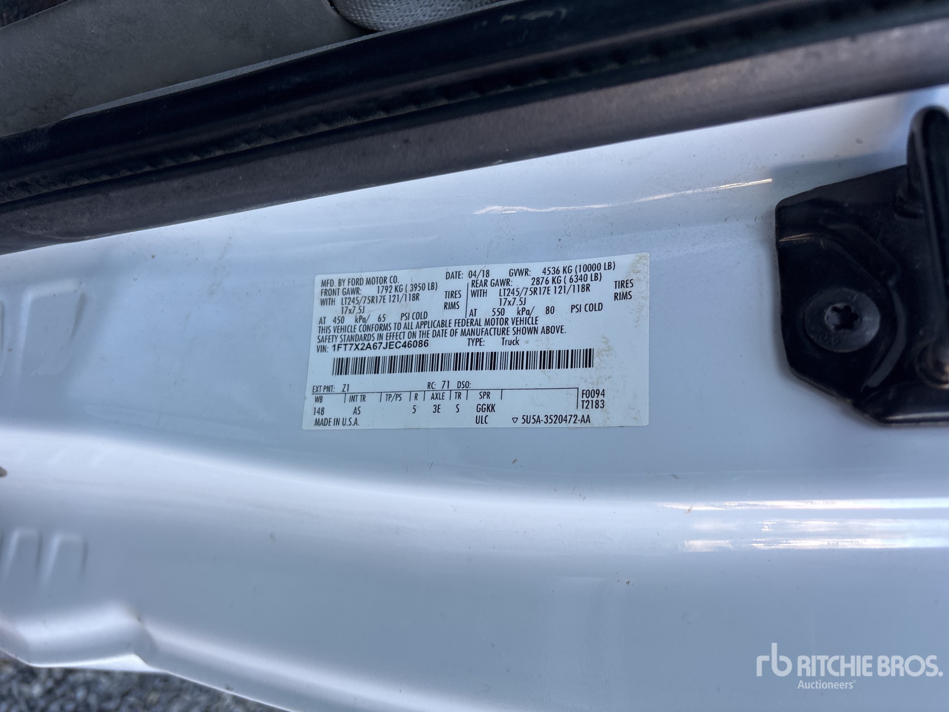 General Appearance with Serial Number / VIN