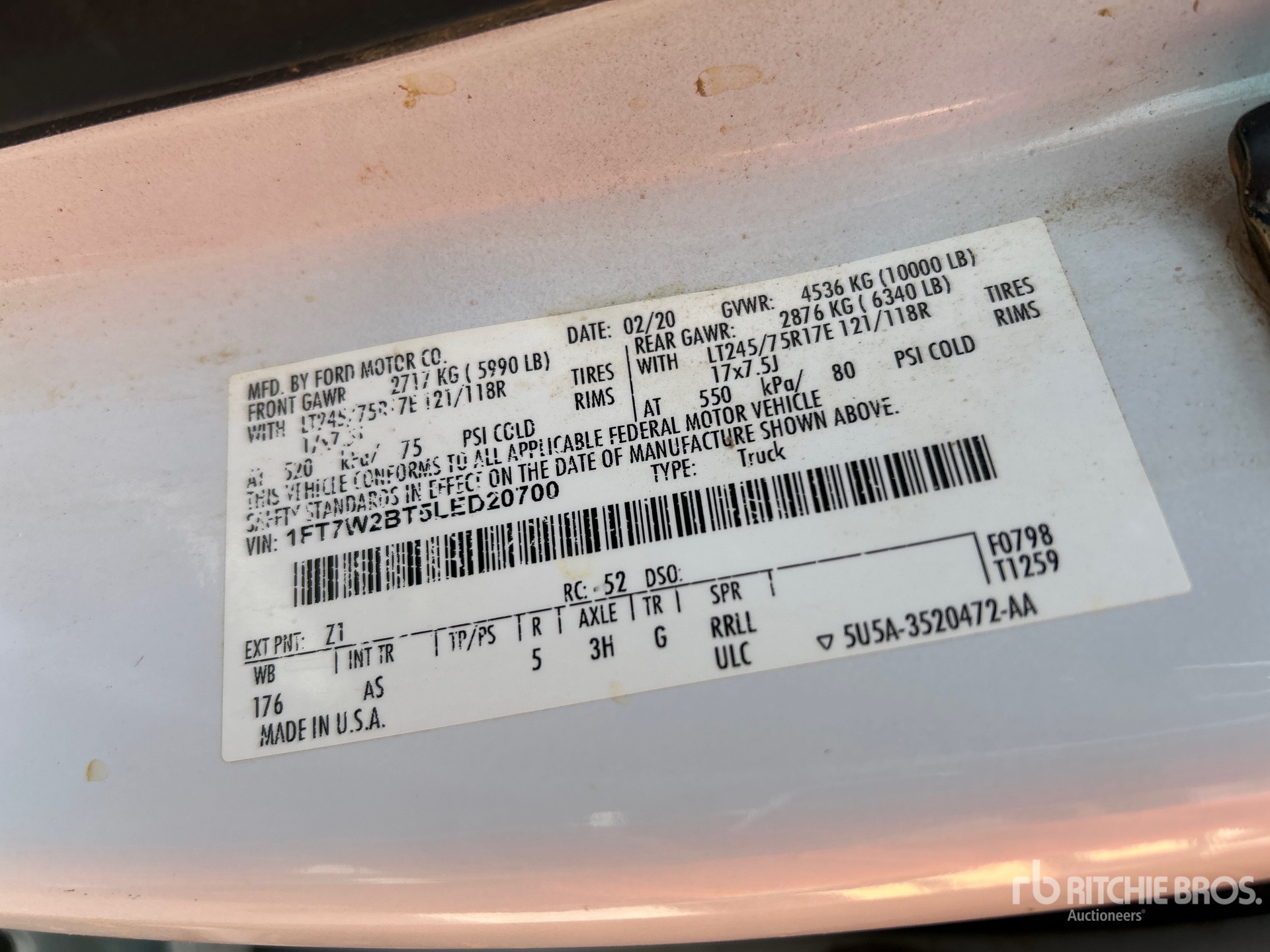 General Appearance with Serial Number / VIN