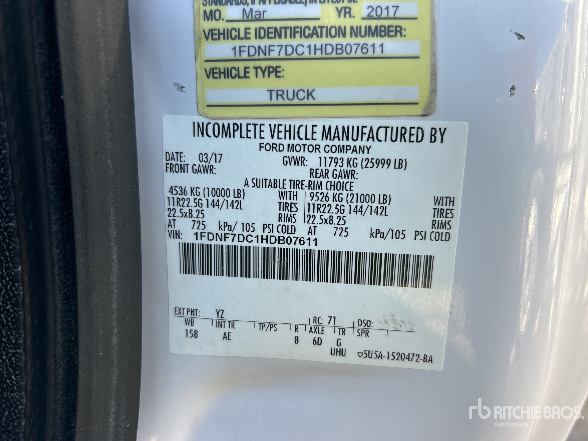 General Appearance with Serial Number / VIN