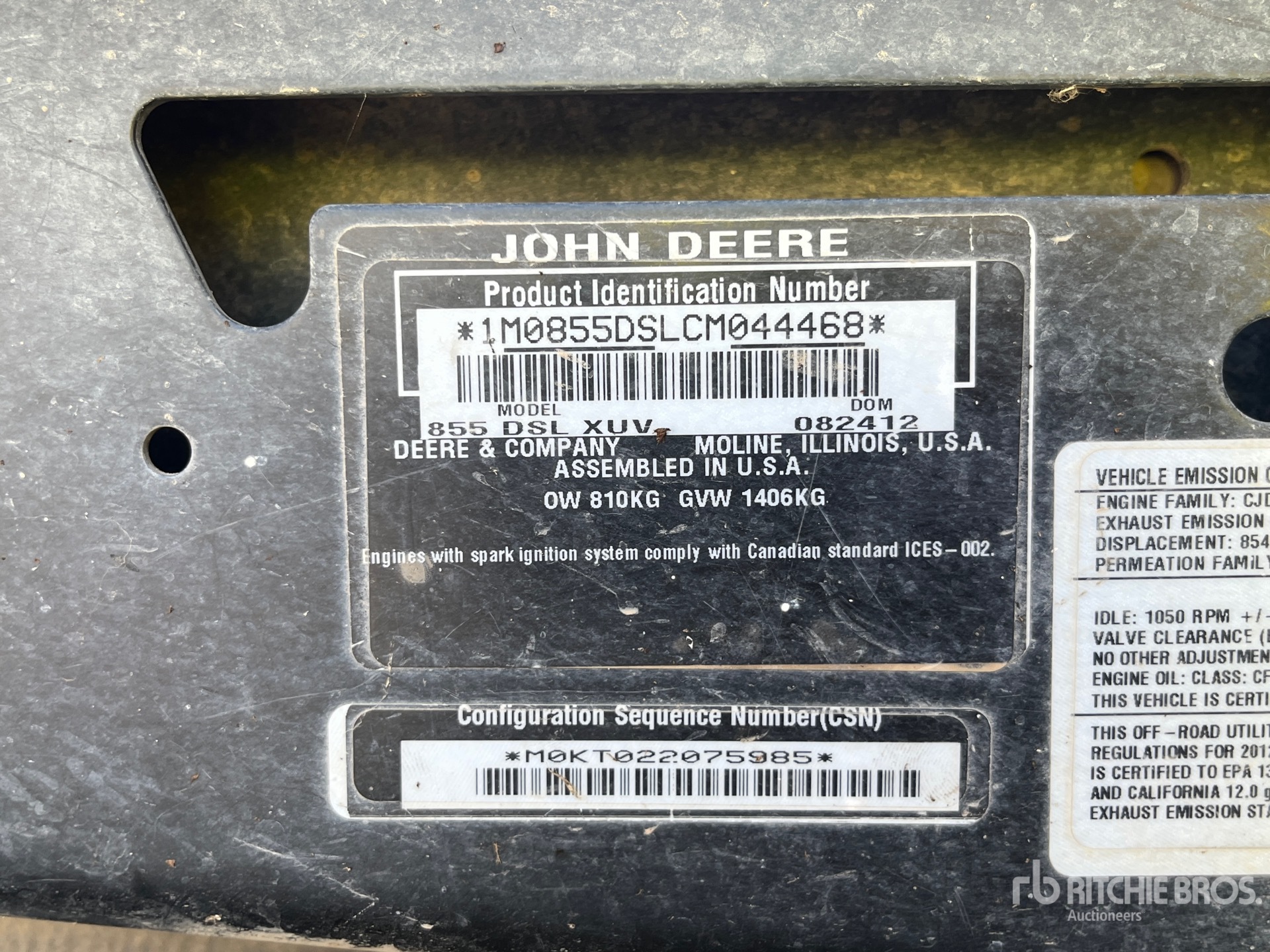 General Appearance with Serial Number / VIN