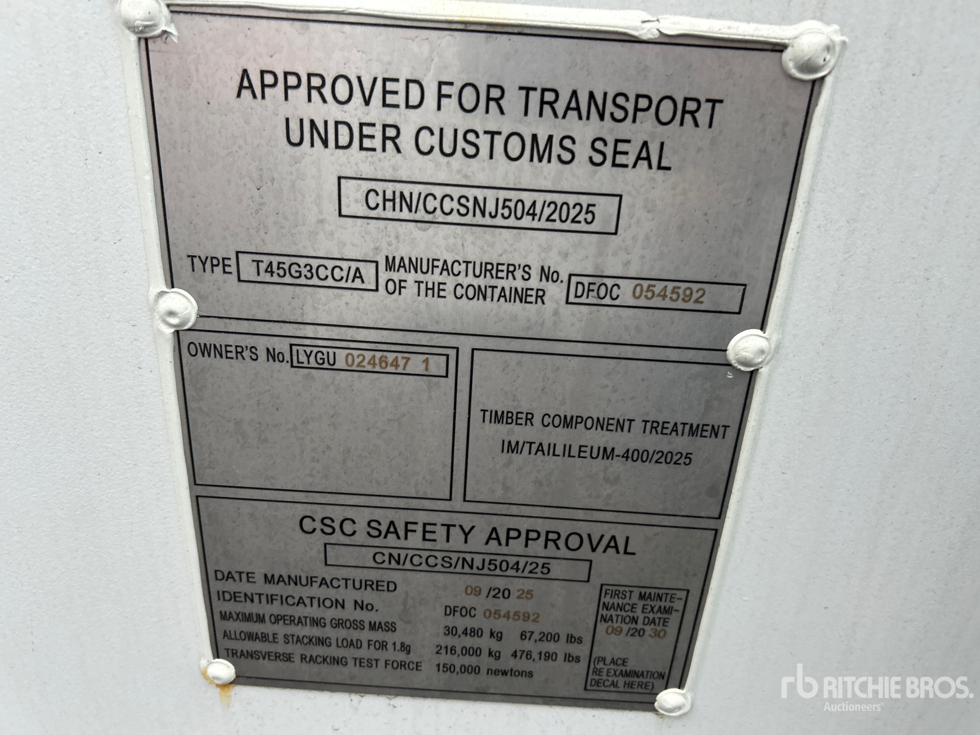 General Appearance with Serial Number / VIN