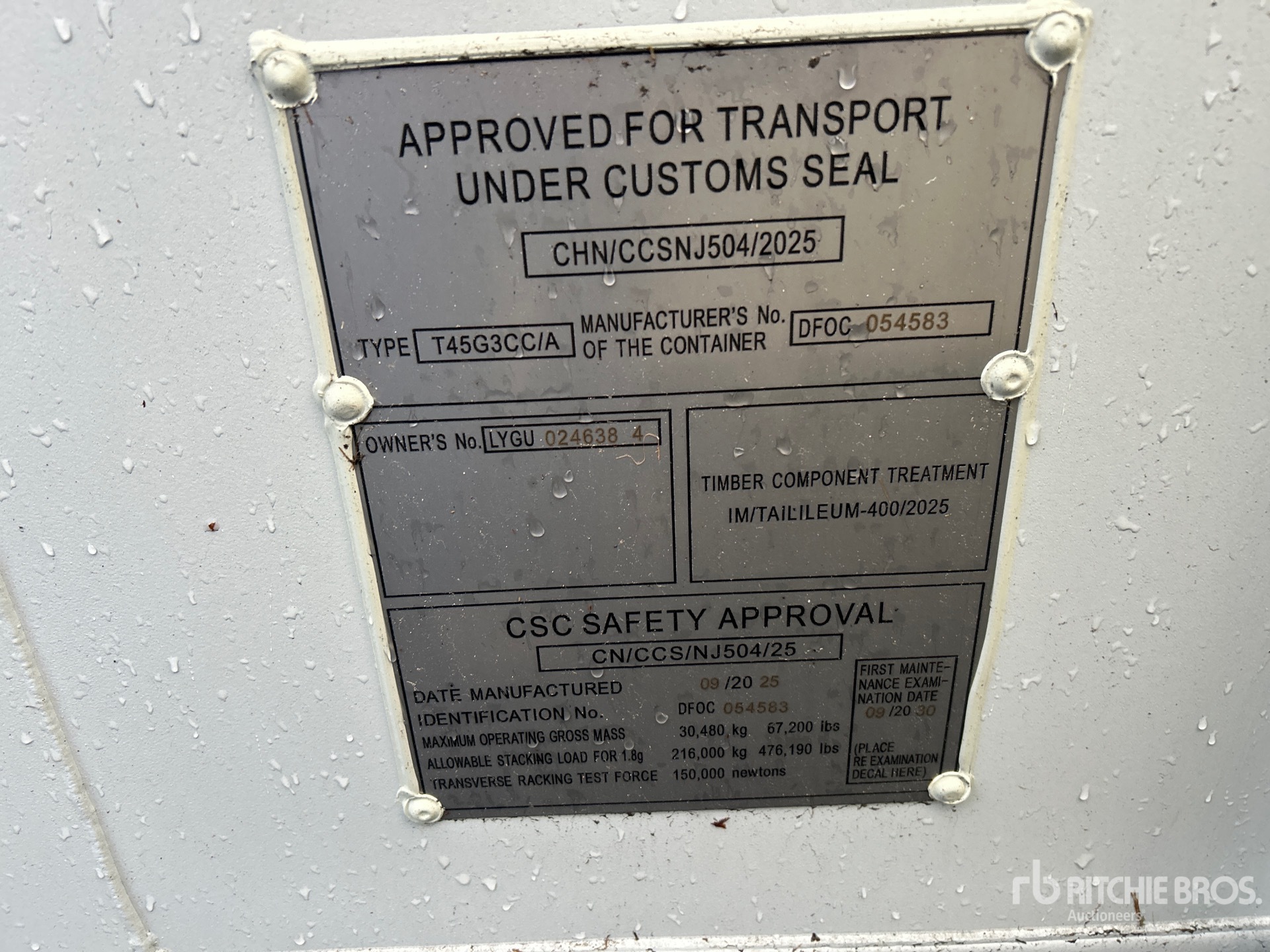 General Appearance with Serial Number / VIN