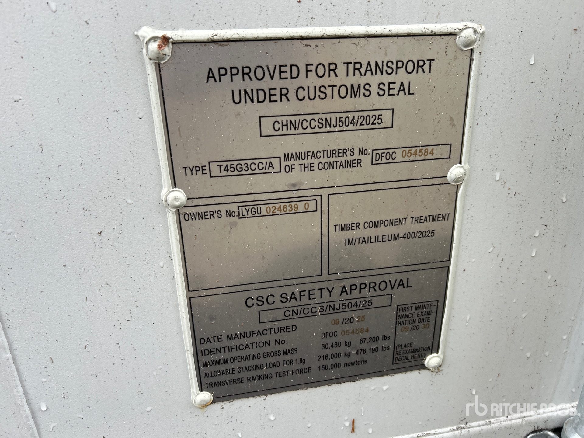 General Appearance with Serial Number / VIN