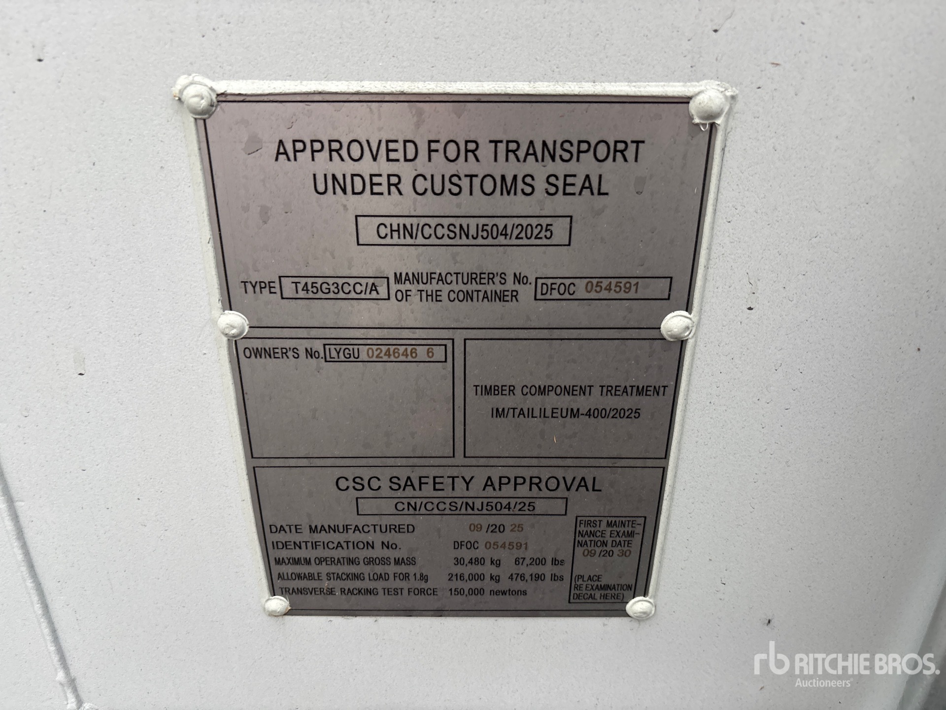 General Appearance with Serial Number / VIN