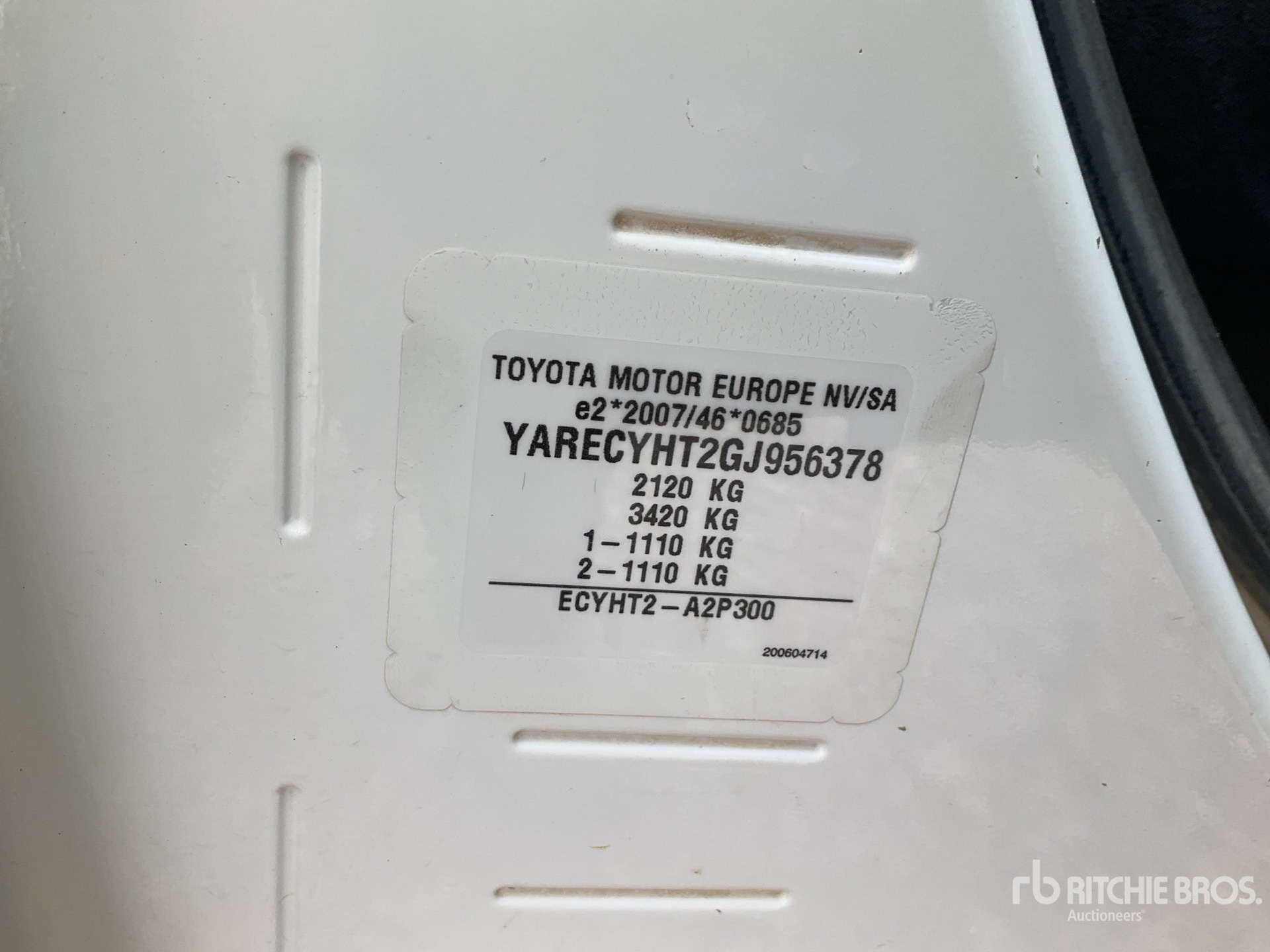 General Appearance with Serial Number / VIN