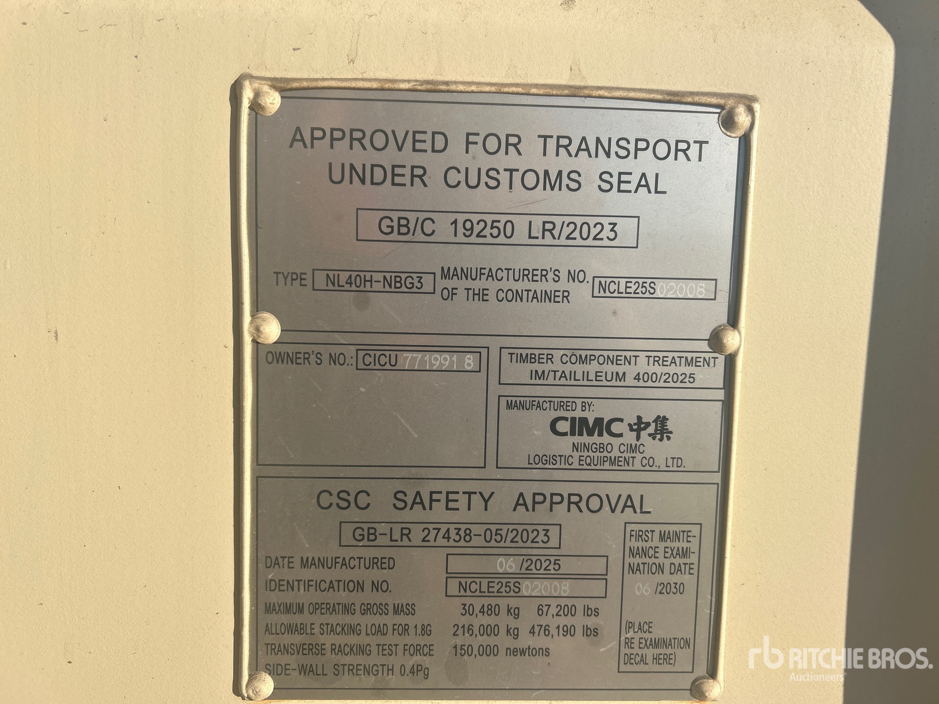 General Appearance with Serial Number / VIN