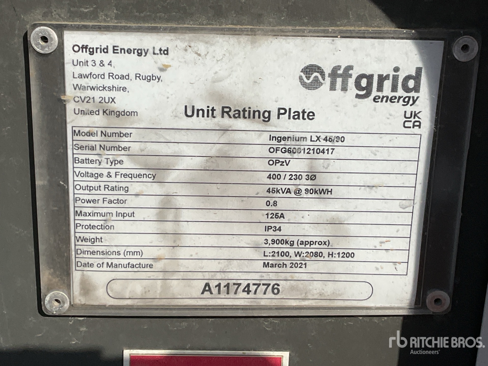 General Appearance with Serial Number / VIN