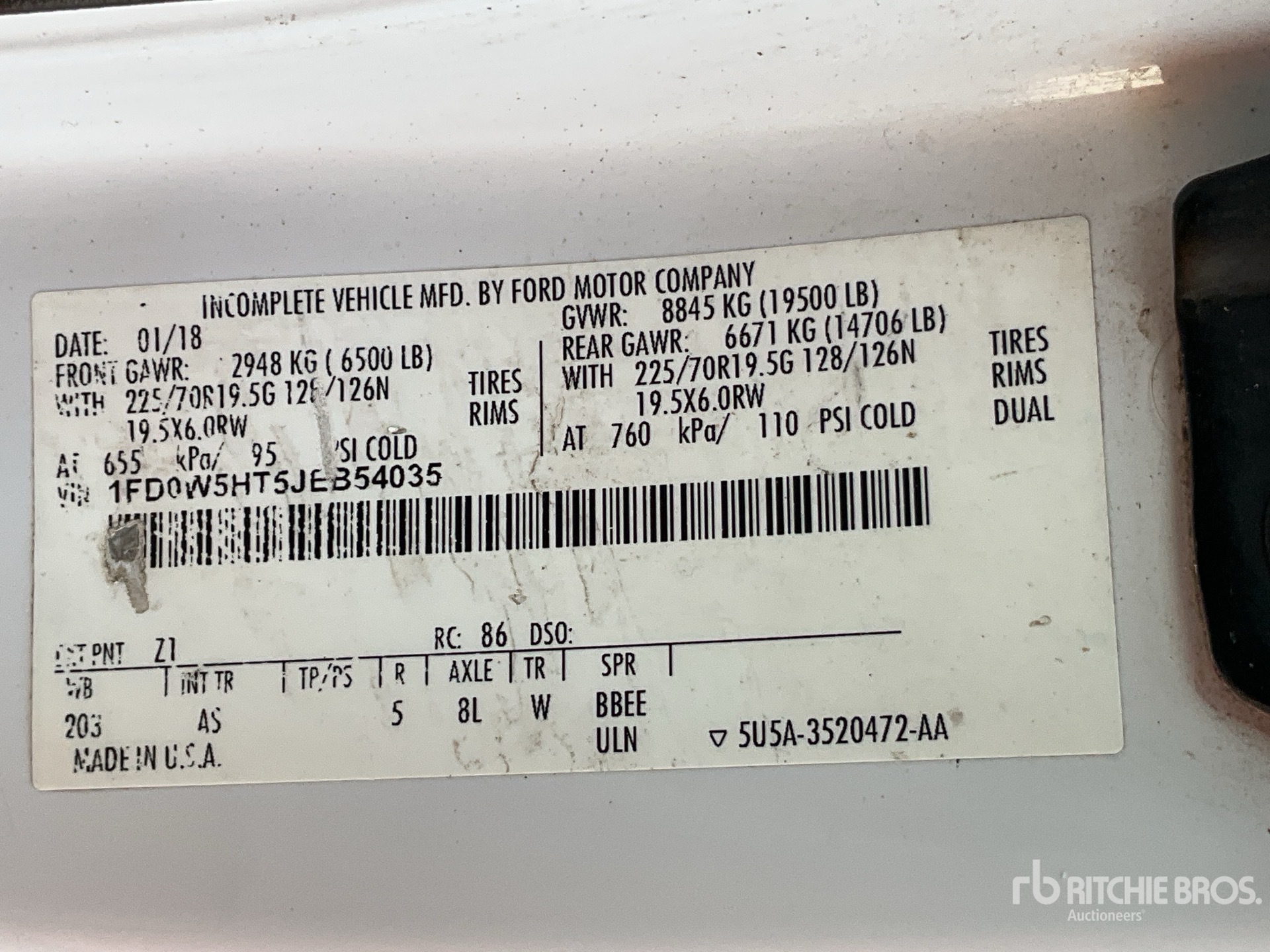 General Appearance with Serial Number / VIN