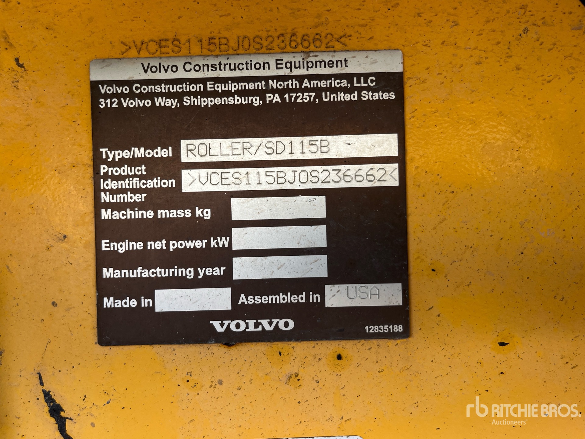 General Appearance with Serial Number / VIN