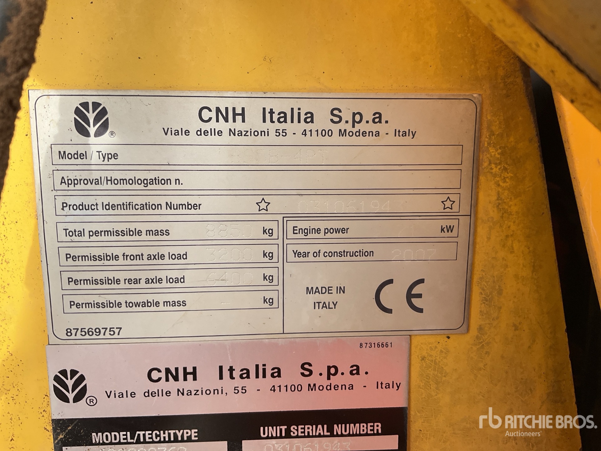 General Appearance with Serial Number / VIN