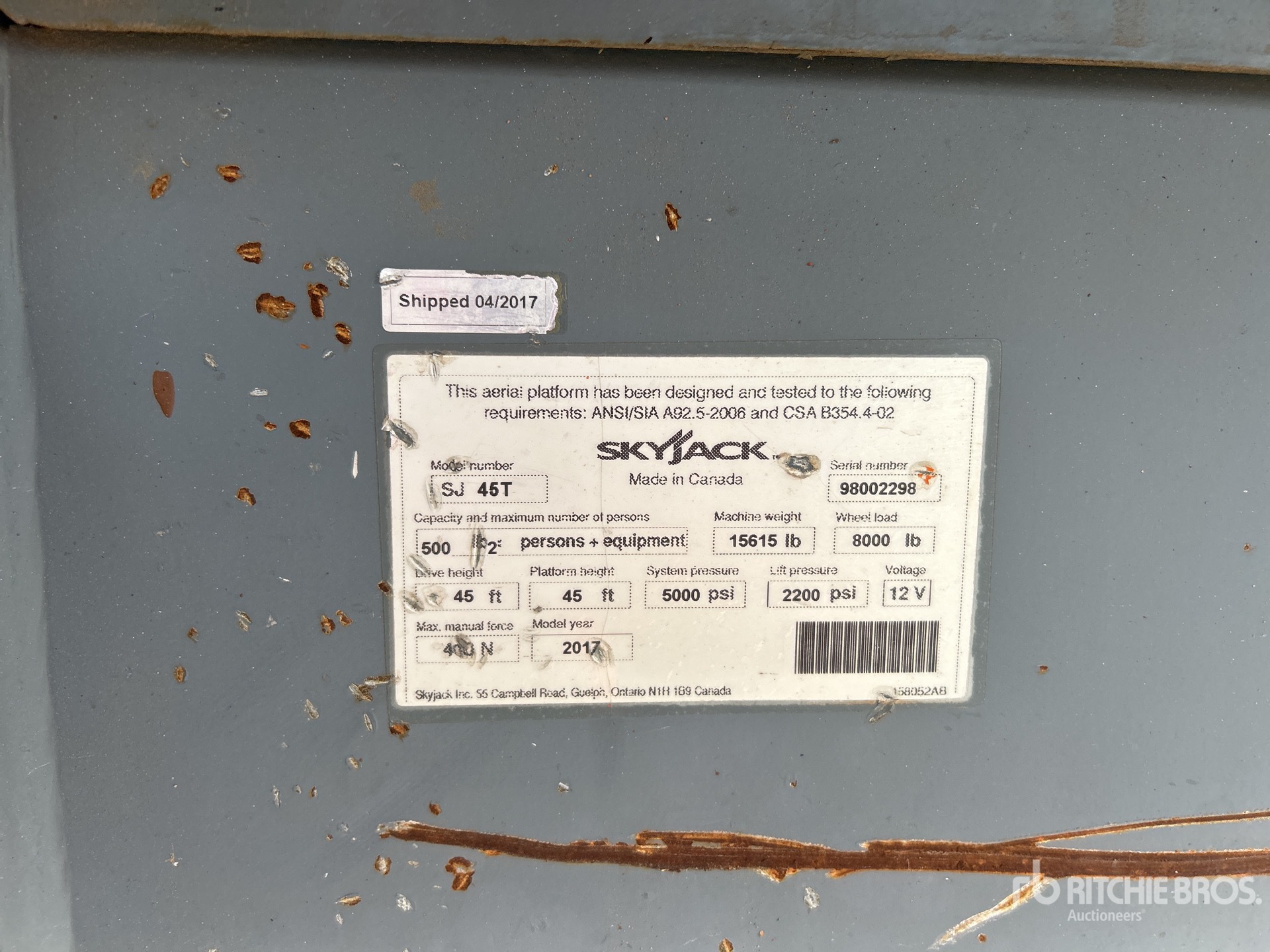 General Appearance with Serial Number / VIN