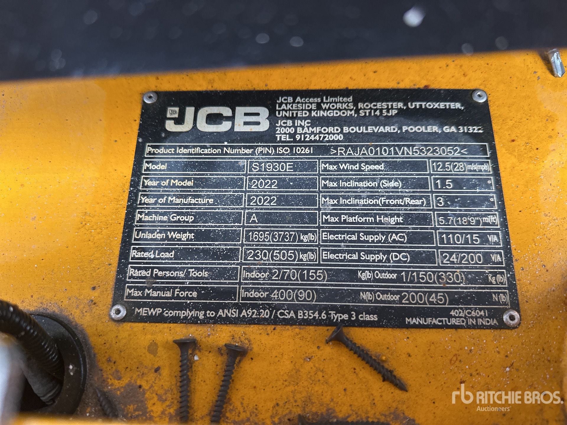 General Appearance with Serial Number / VIN