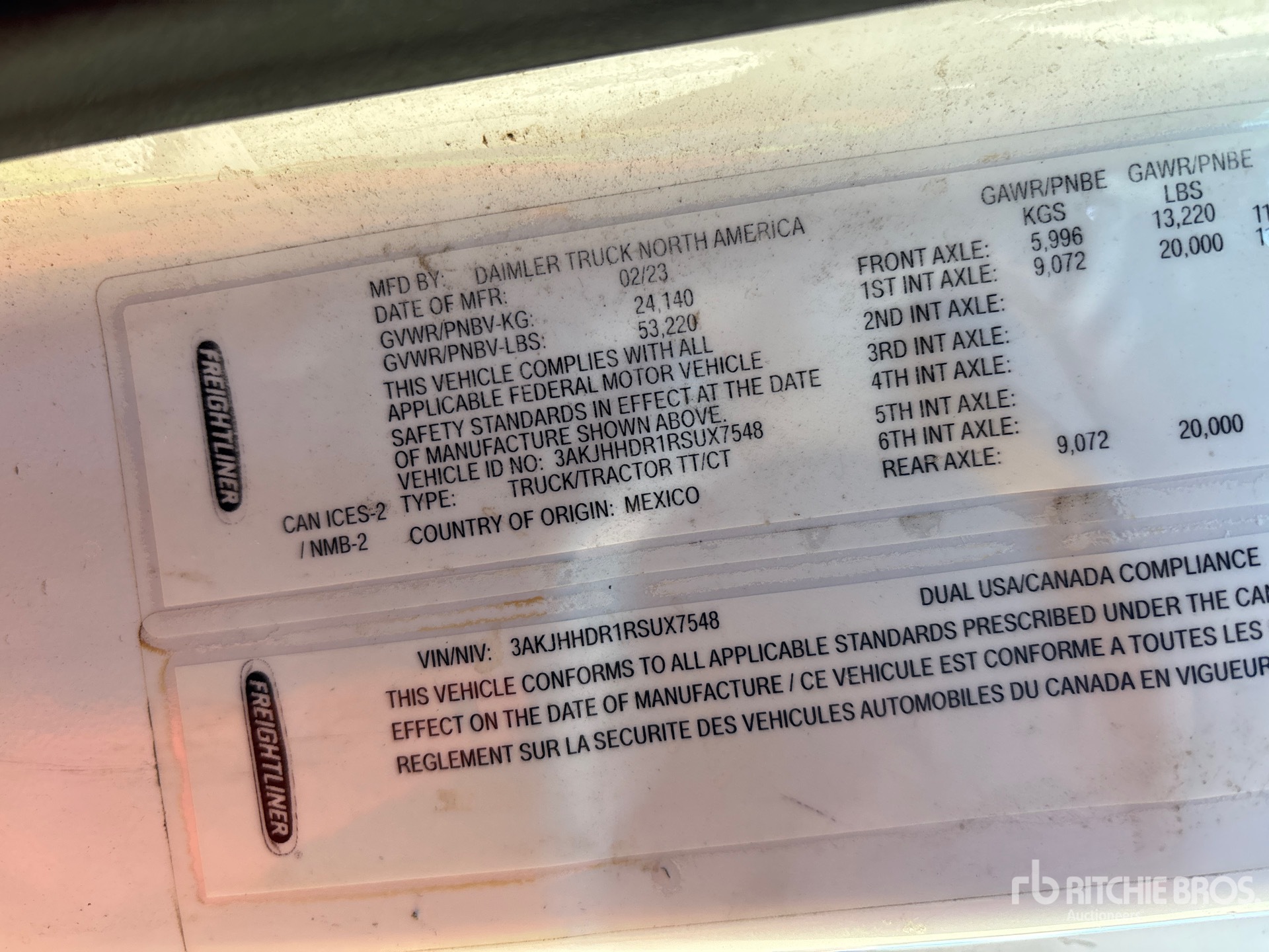 General Appearance with Serial Number / VIN