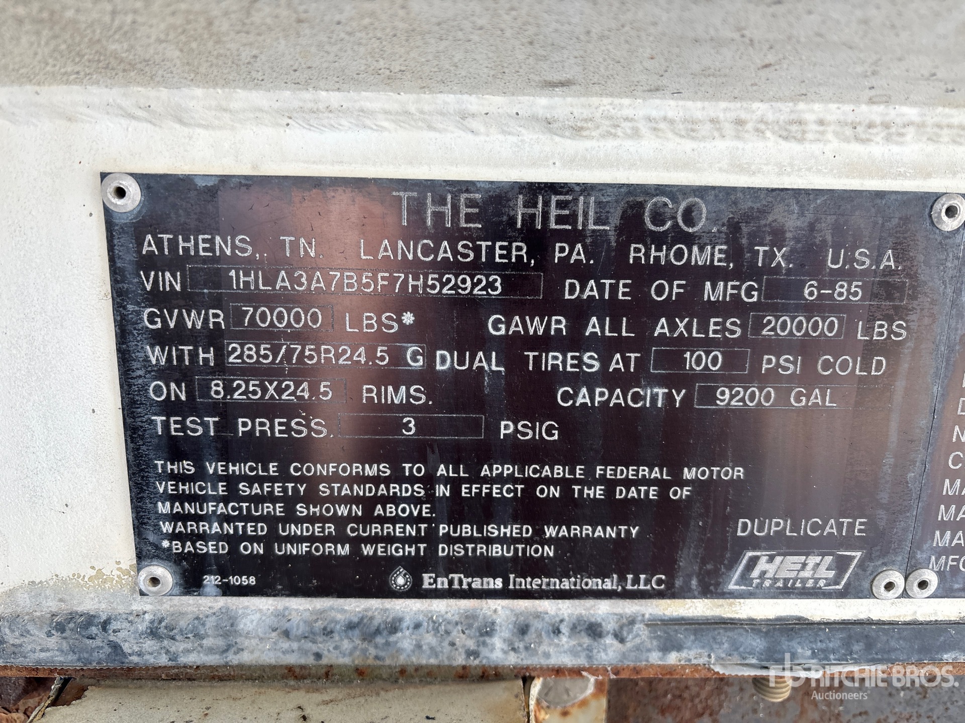 General Appearance with Serial Number / VIN