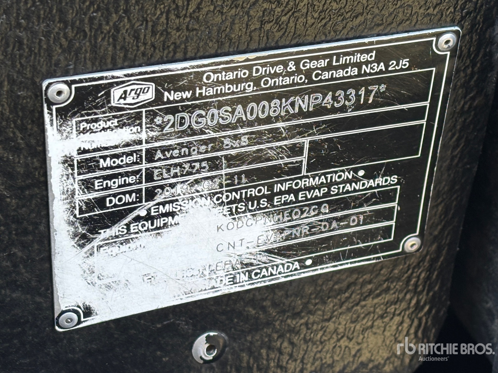 General Appearance with Serial Number / VIN