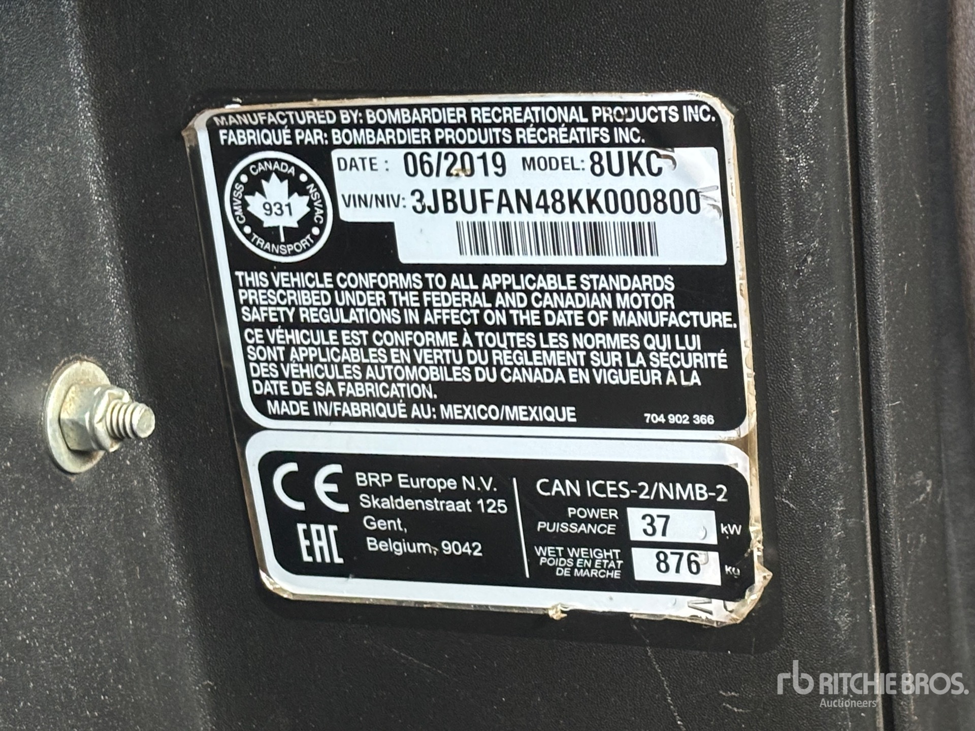 General Appearance with Serial Number / VIN