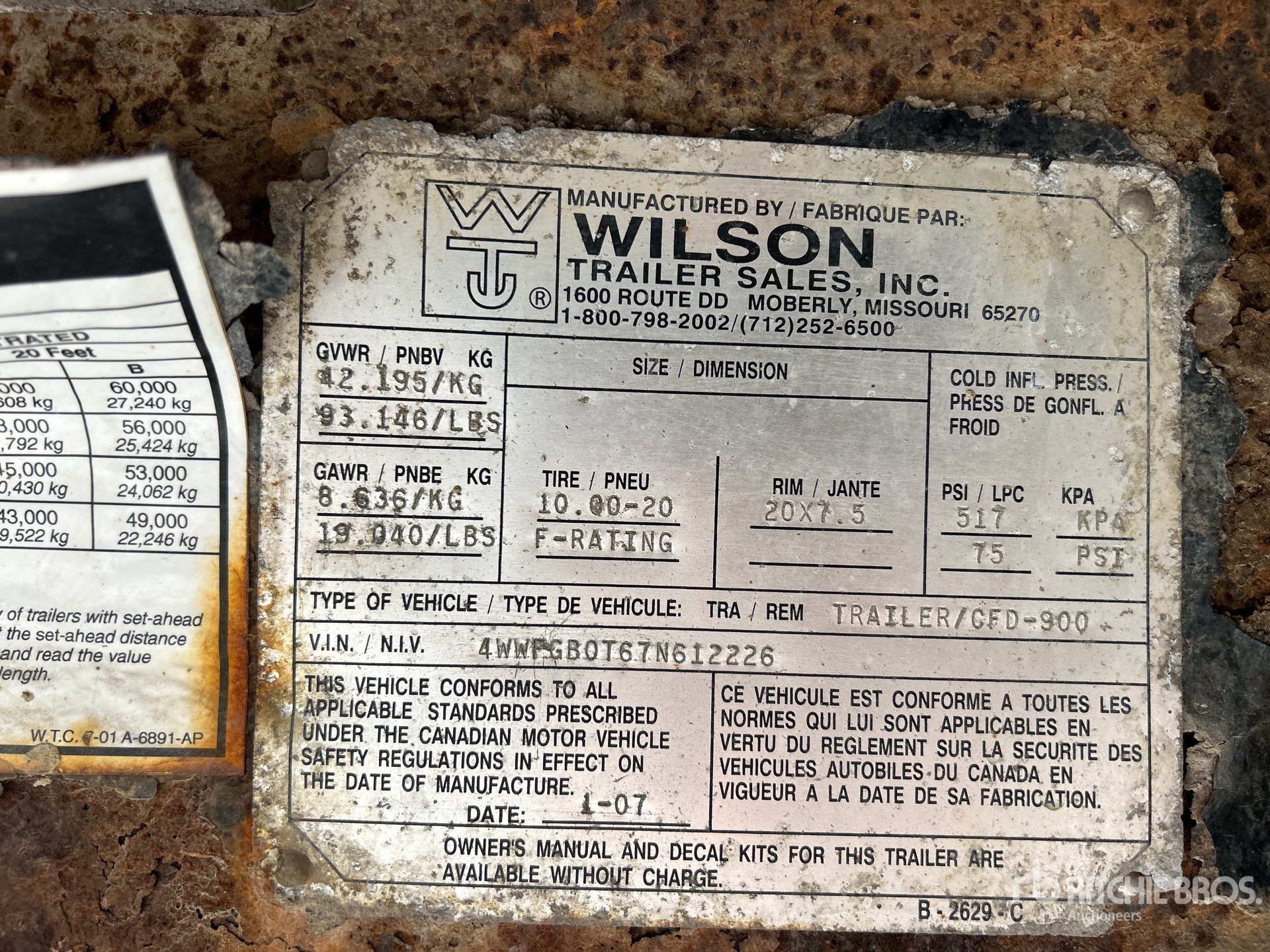 General Appearance with Serial Number / VIN