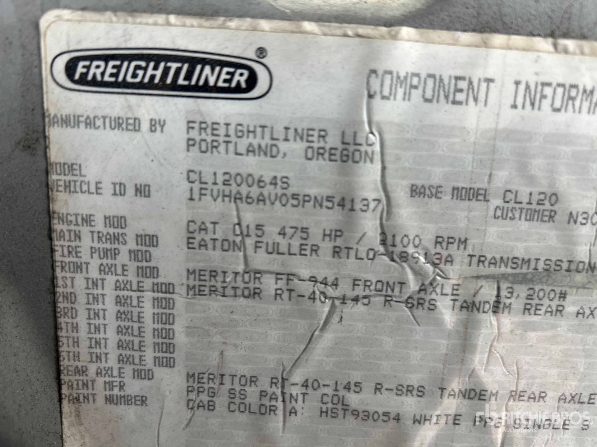 General Appearance with Serial Number / VIN