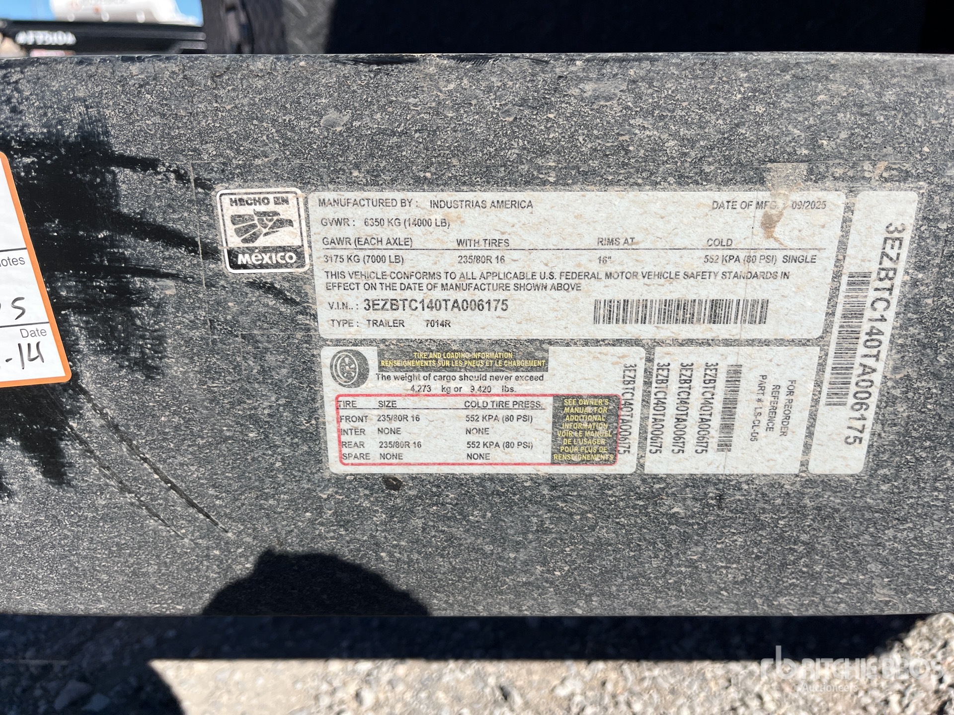 General Appearance with Serial Number / VIN