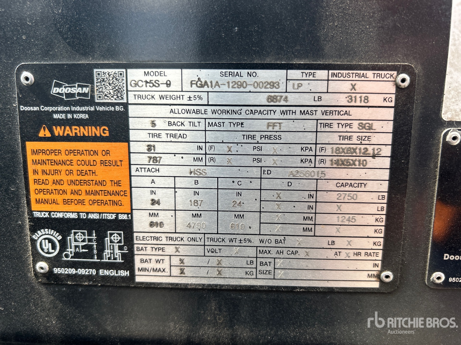 General Appearance with Serial Number / VIN