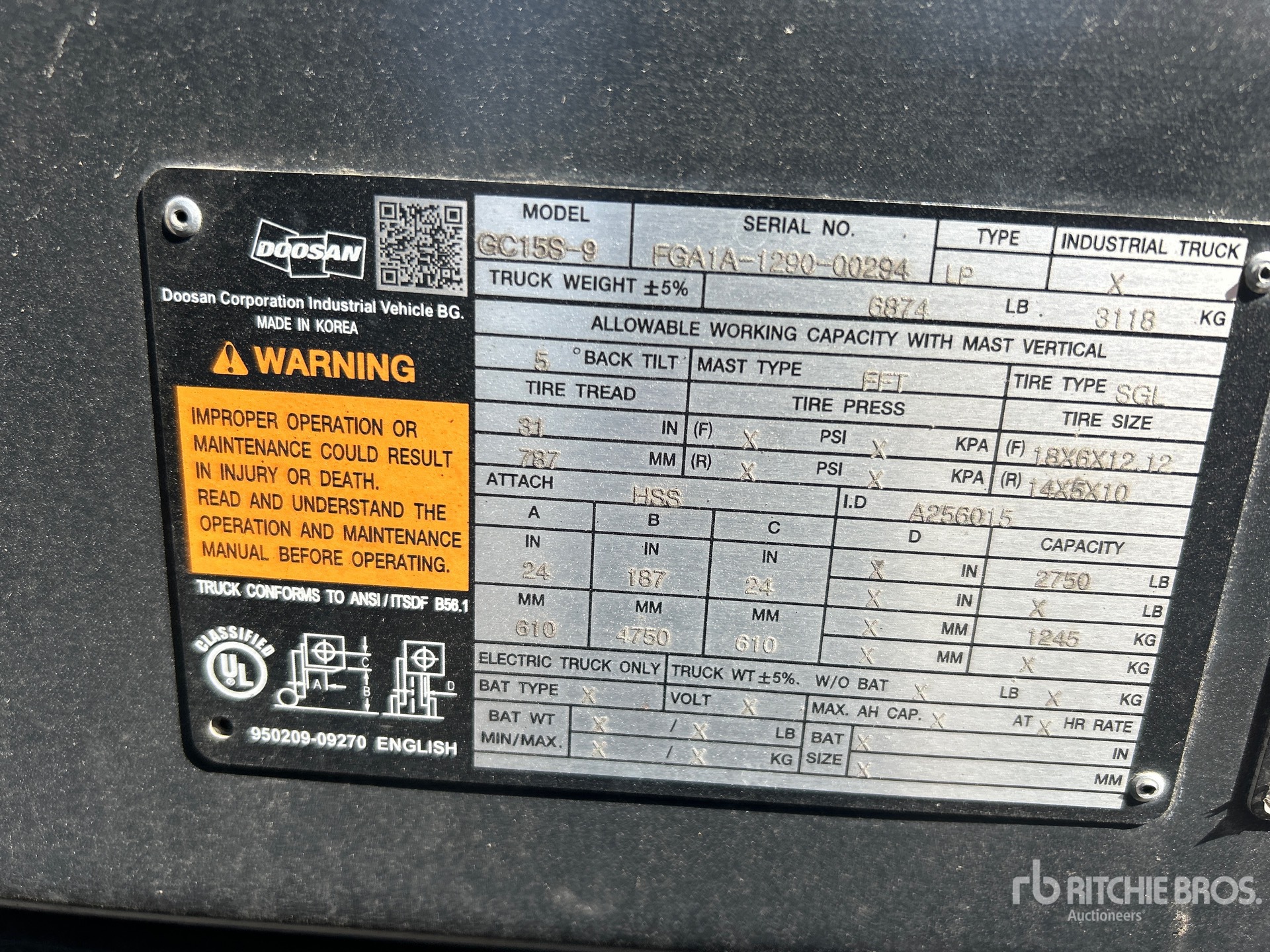 General Appearance with Serial Number / VIN