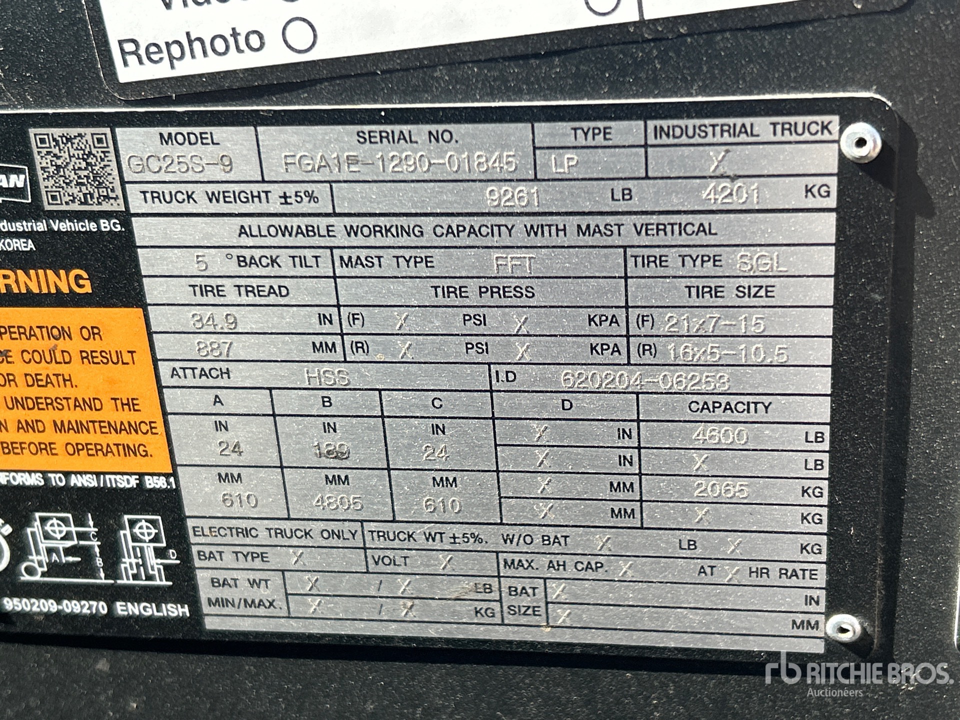 General Appearance with Serial Number / VIN