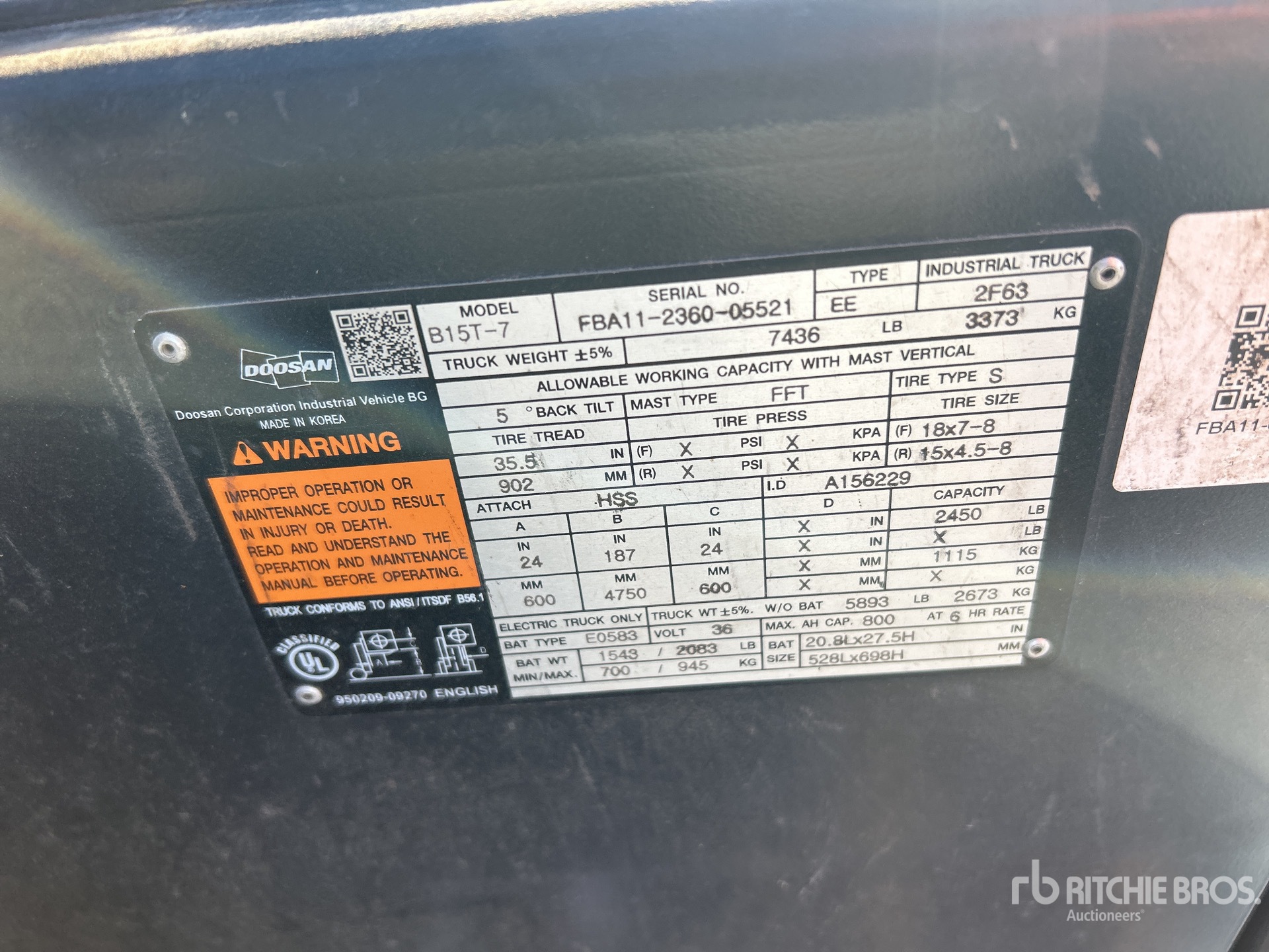 General Appearance with Serial Number / VIN