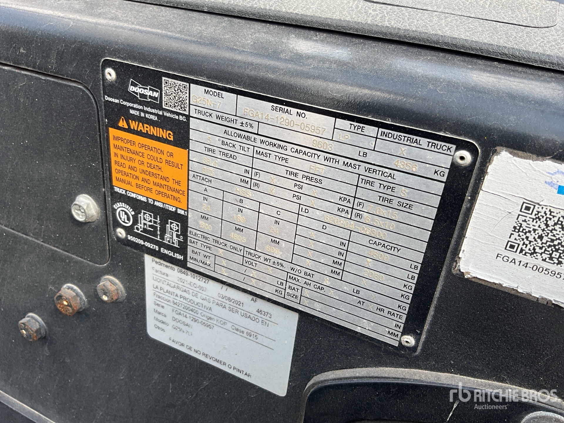 General Appearance with Serial Number / VIN
