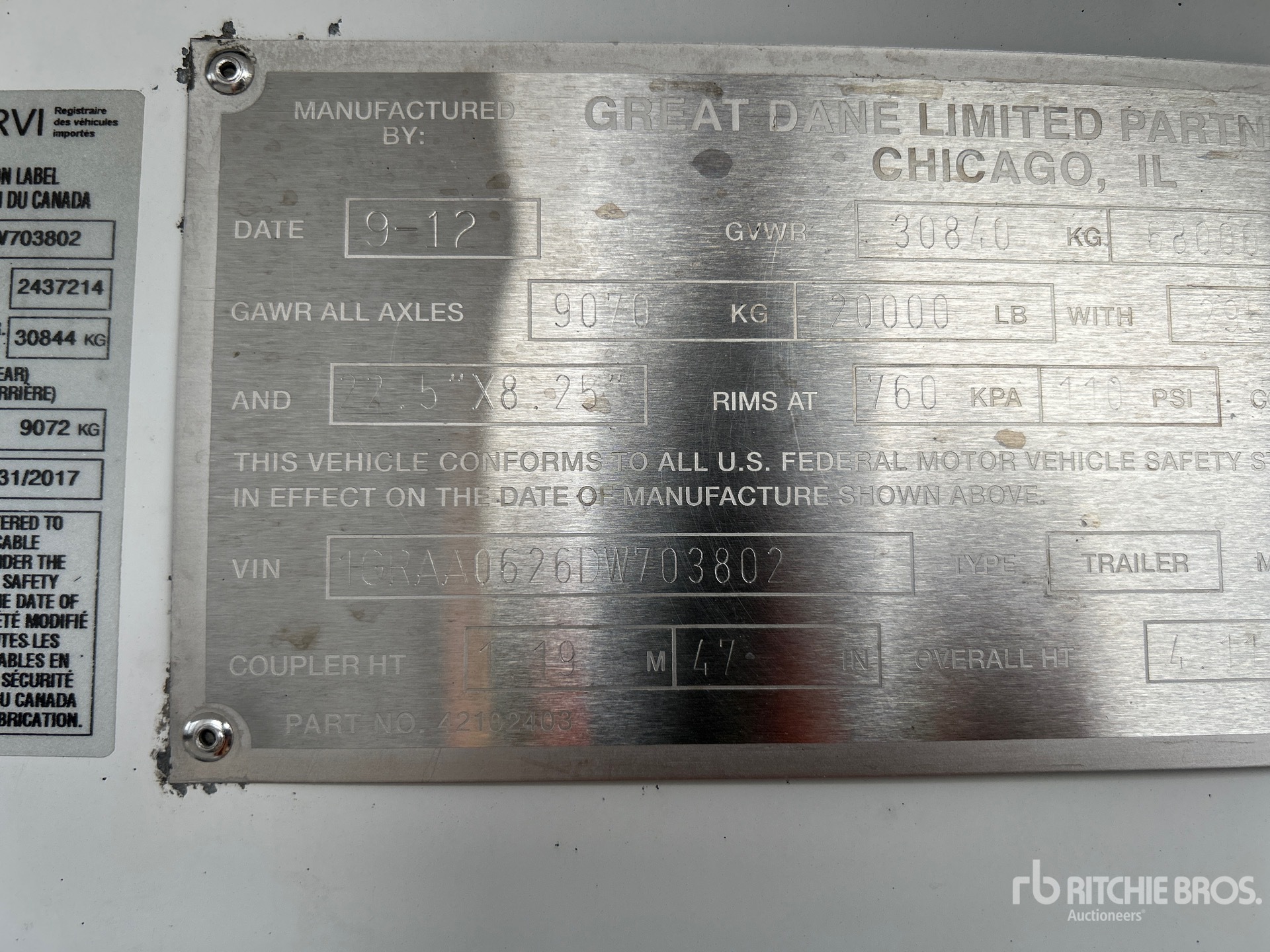 General Appearance with Serial Number / VIN