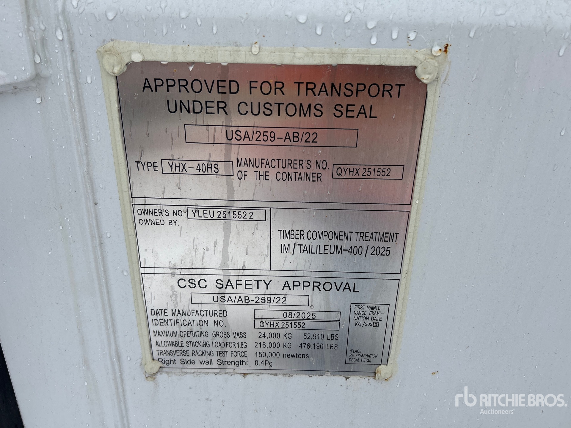 General Appearance with Serial Number / VIN