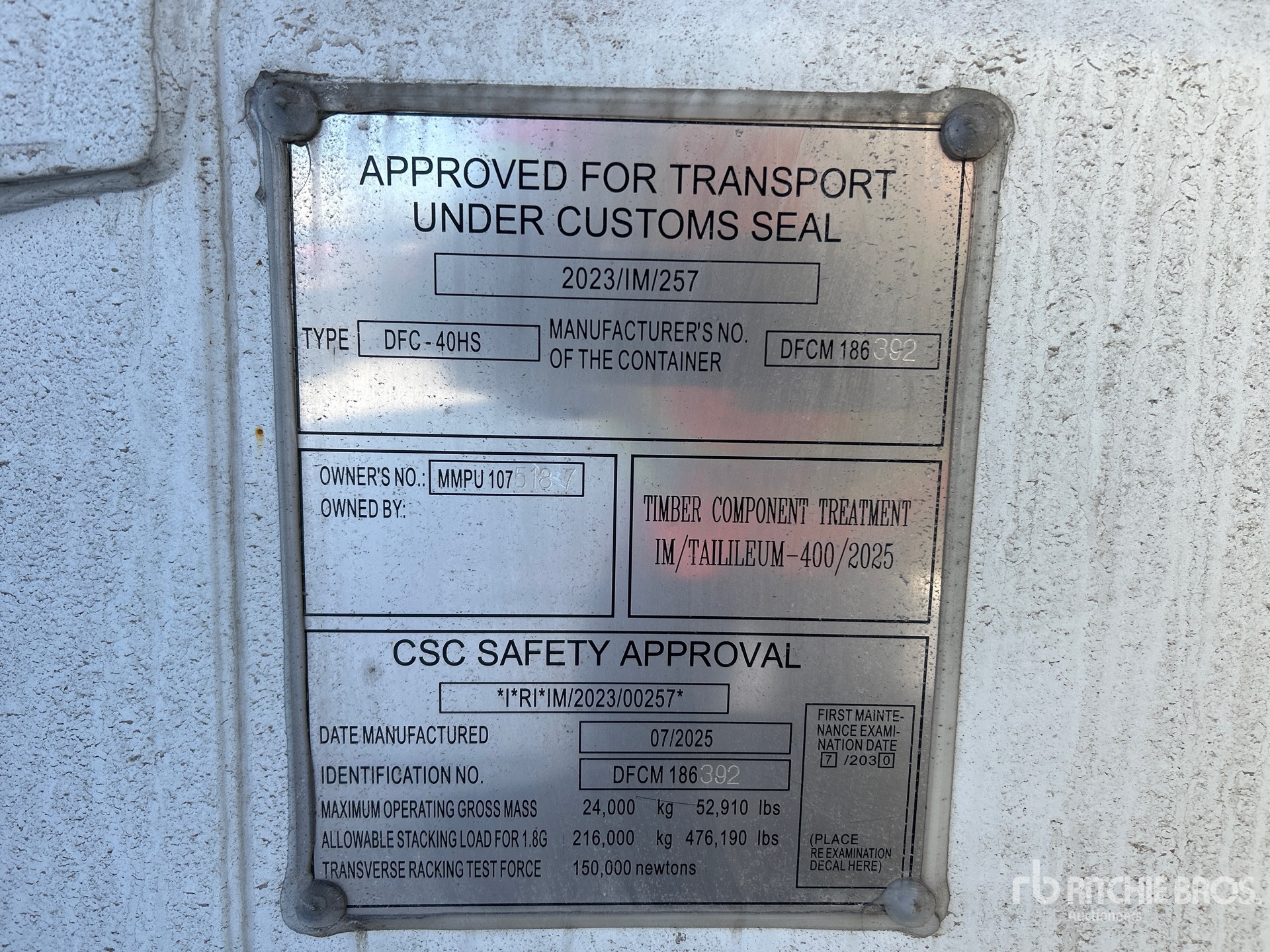 General Appearance with Serial Number / VIN