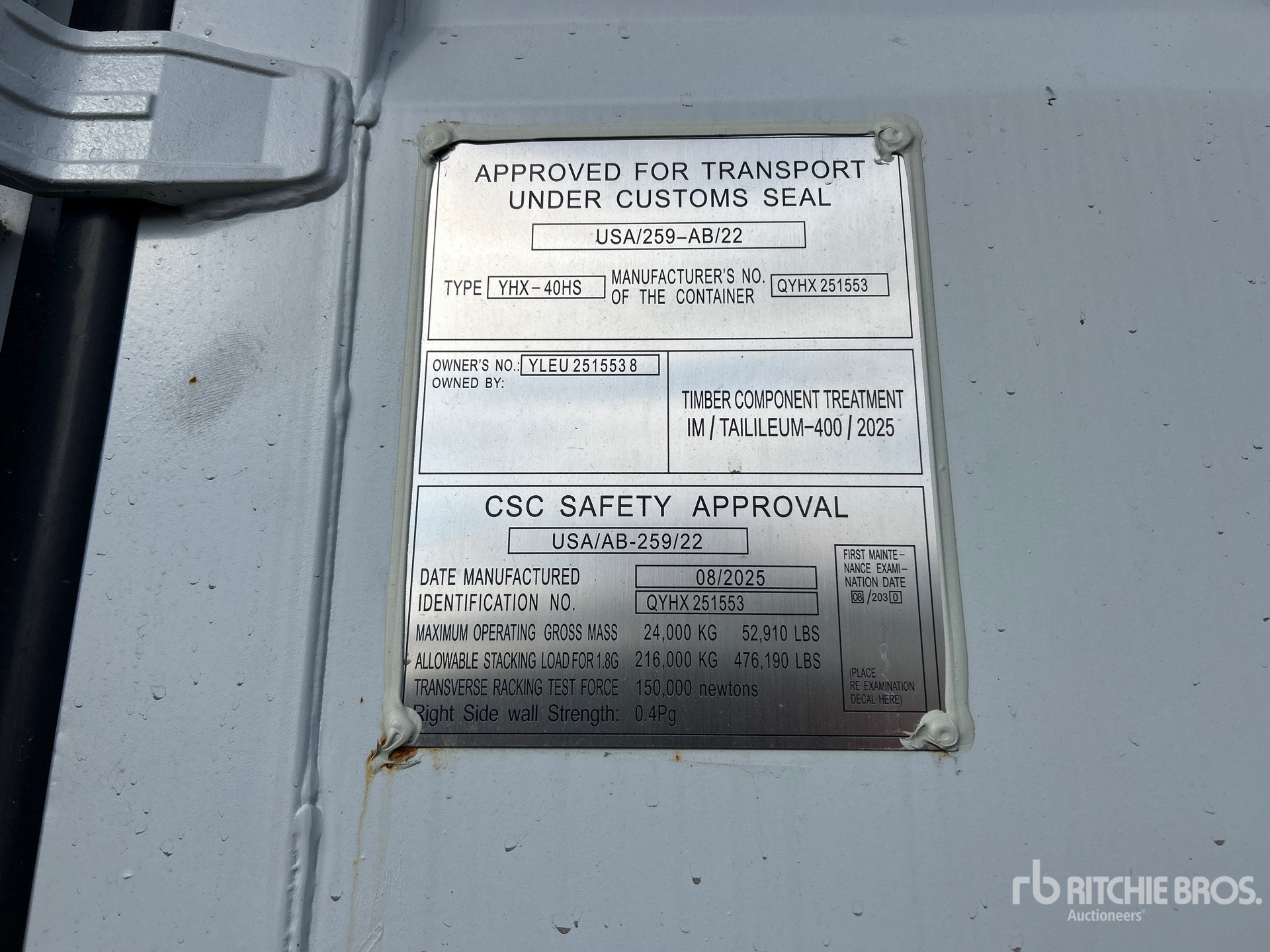 General Appearance with Serial Number / VIN