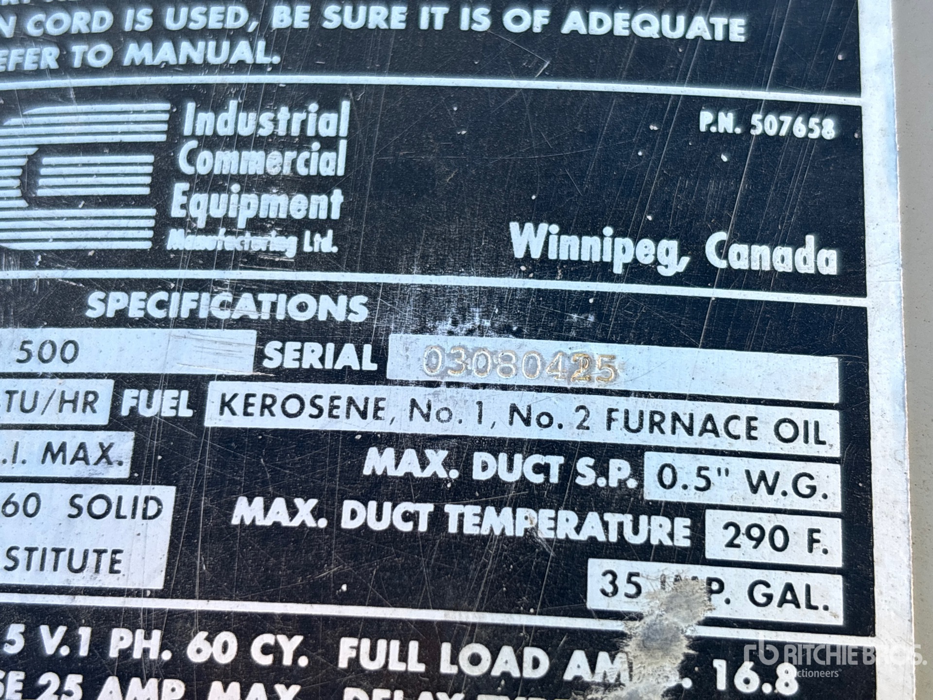 General Appearance with Serial Number / VIN