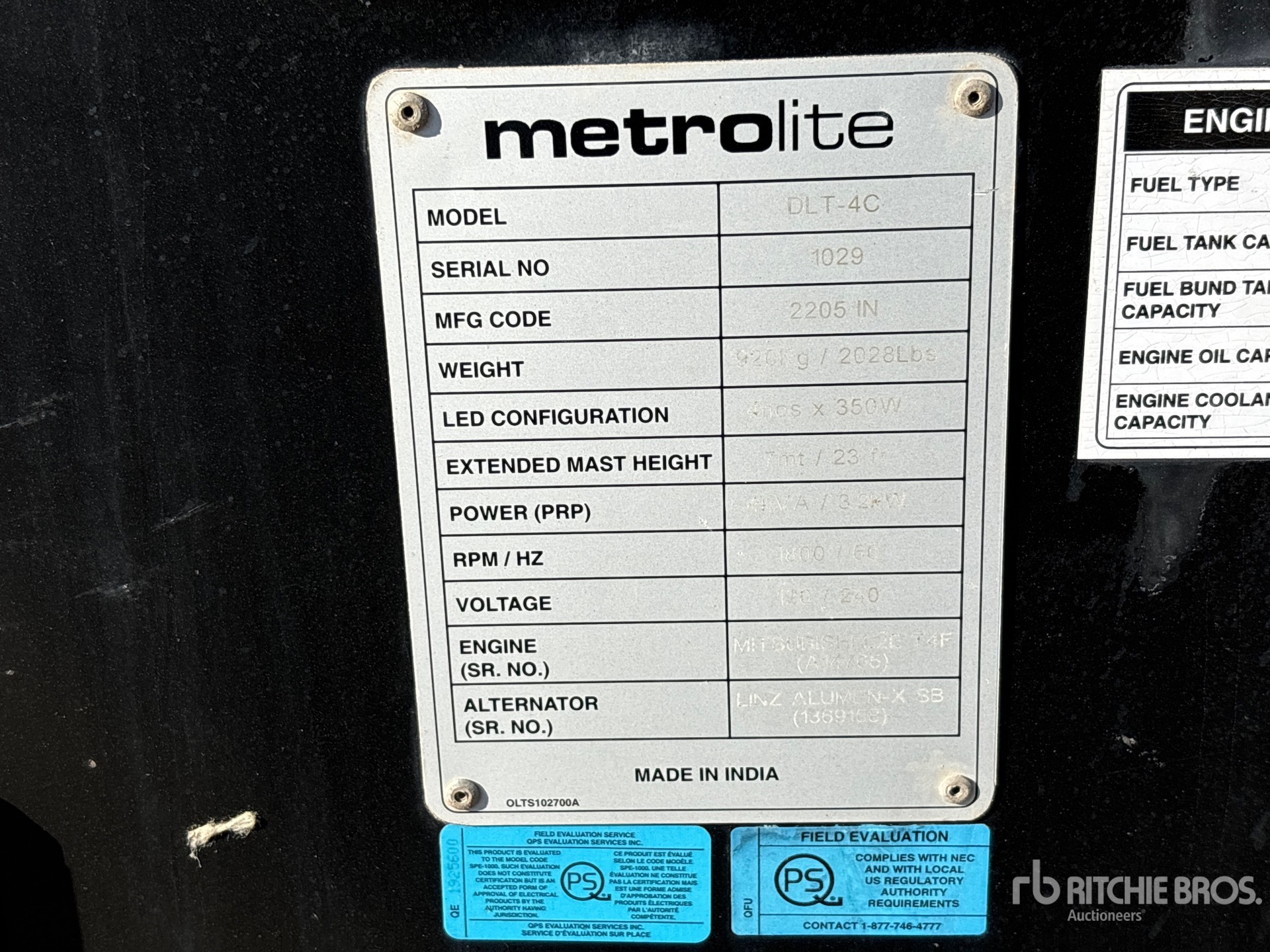 General Appearance with Unit Serial Number