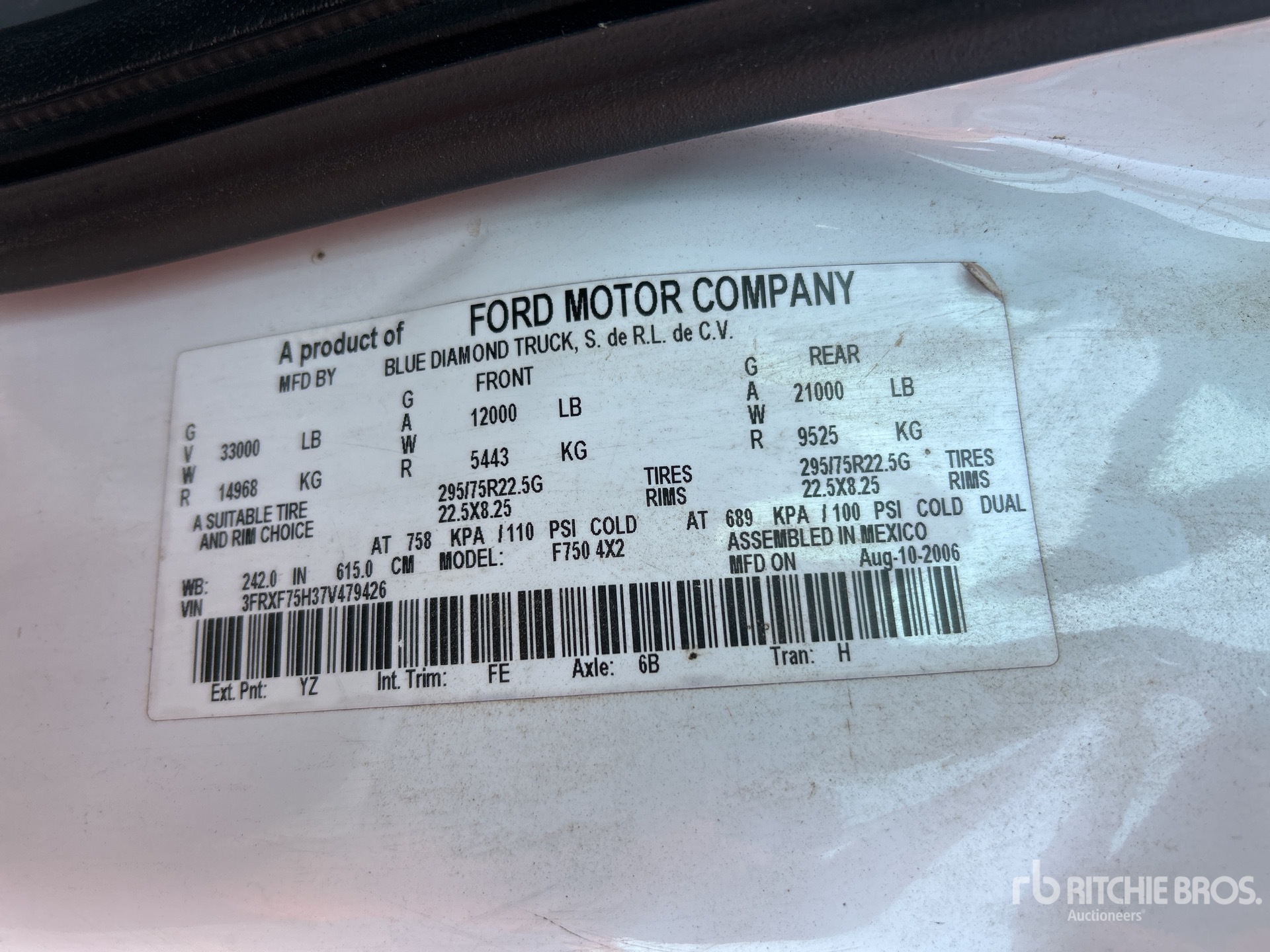 General Appearance with Serial Number / VIN