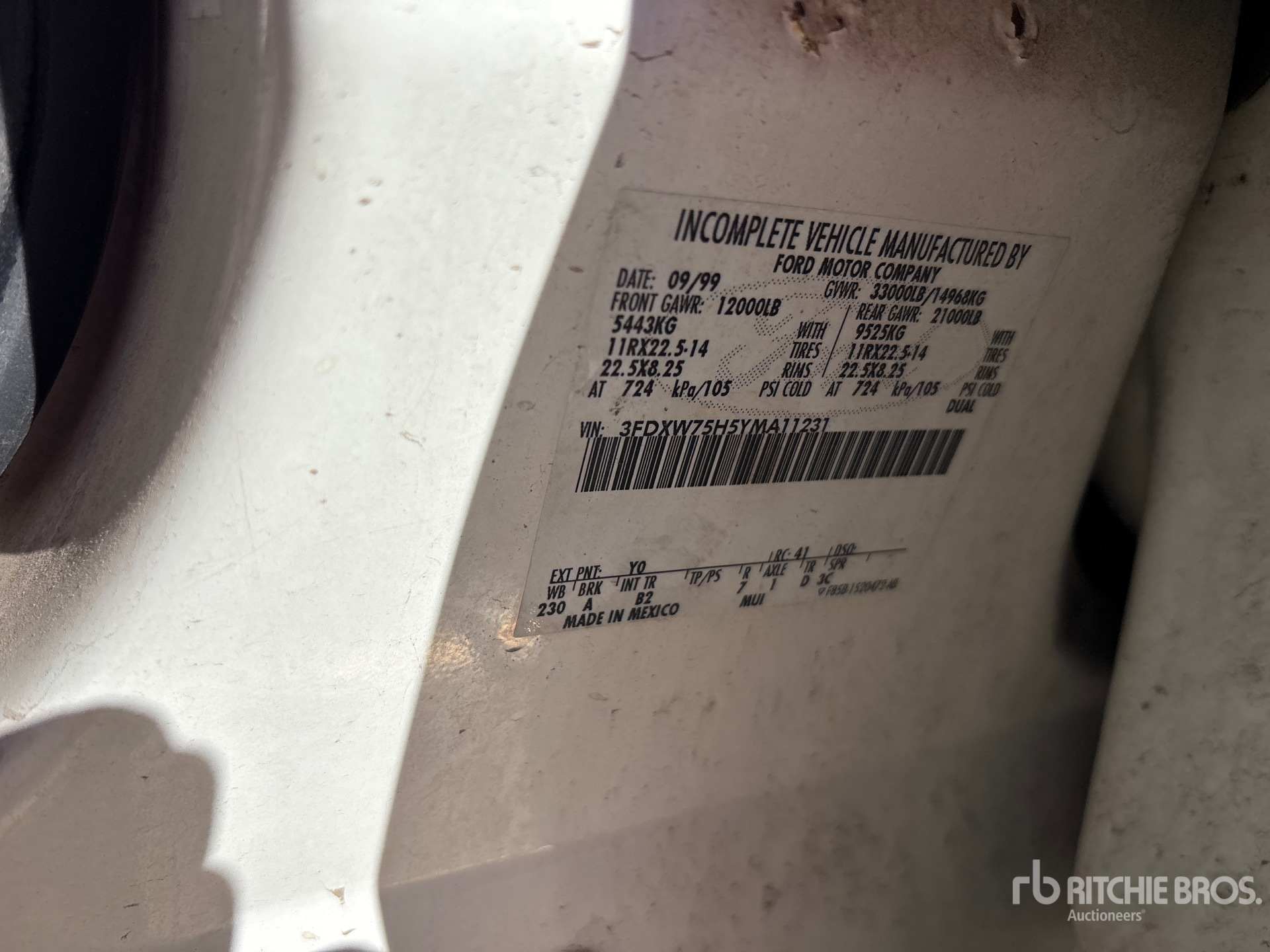 General Appearance with Serial Number / VIN