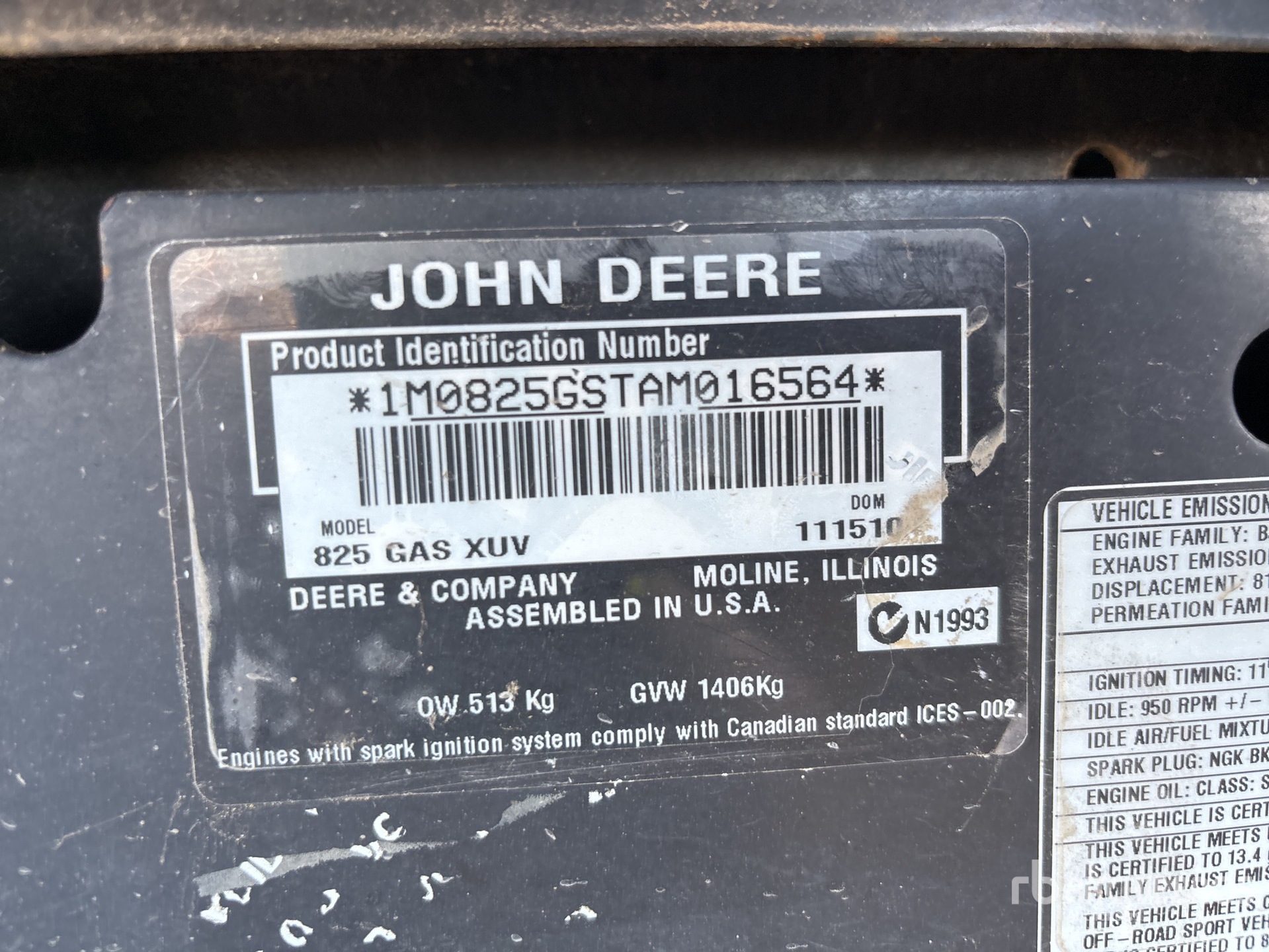 General Appearance with Serial Number / VIN