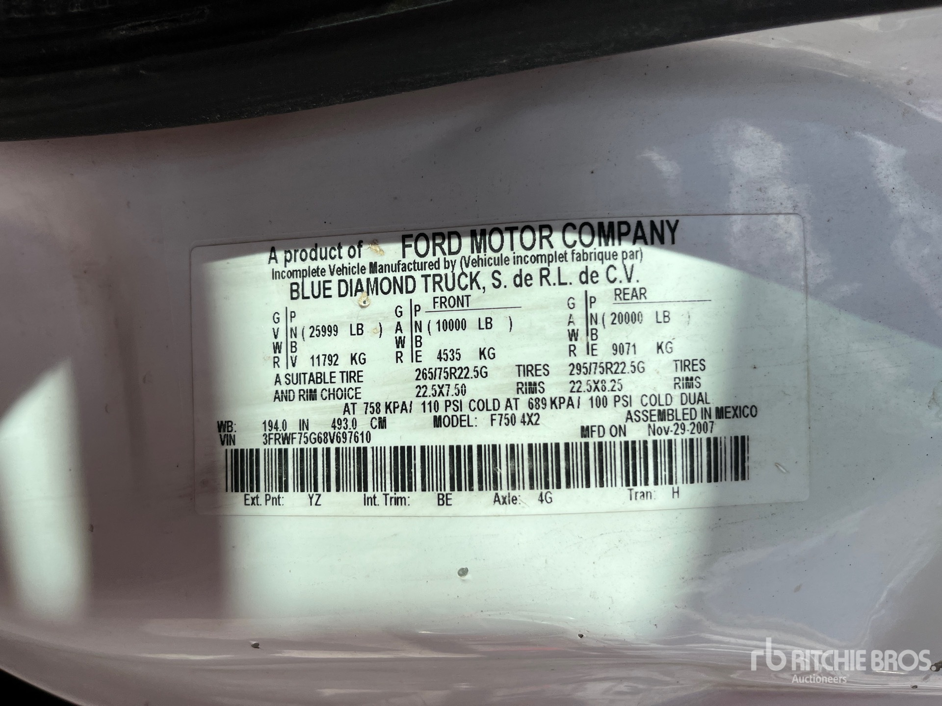 General Appearance with Serial Number / VIN