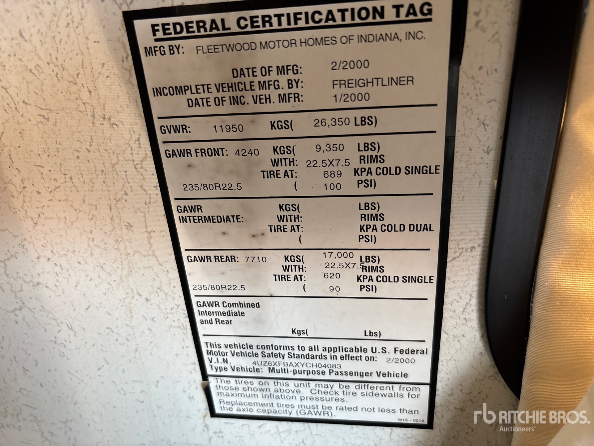 General Appearance with Serial Number / VIN
