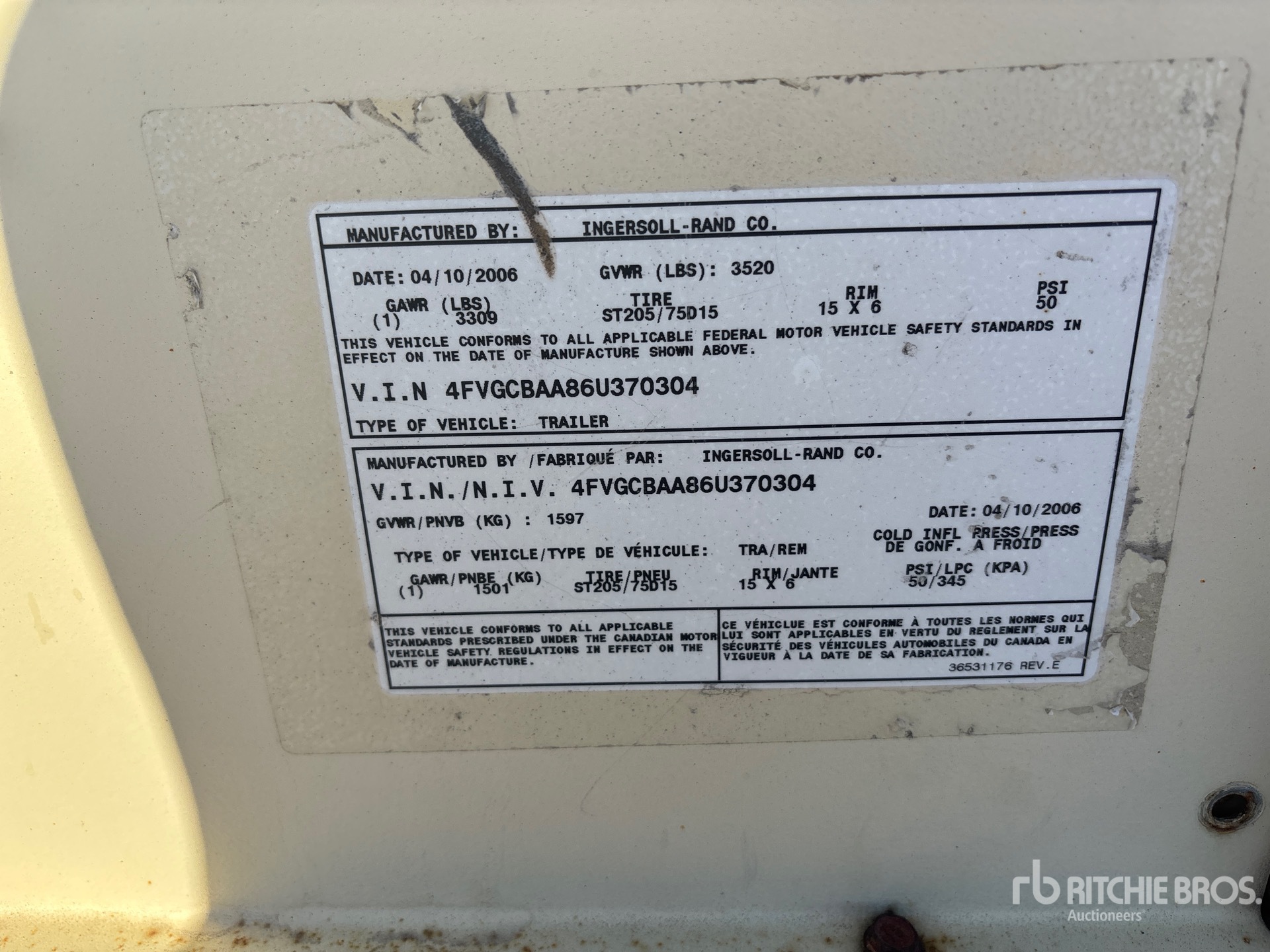 General Appearance with Serial Number / VIN
