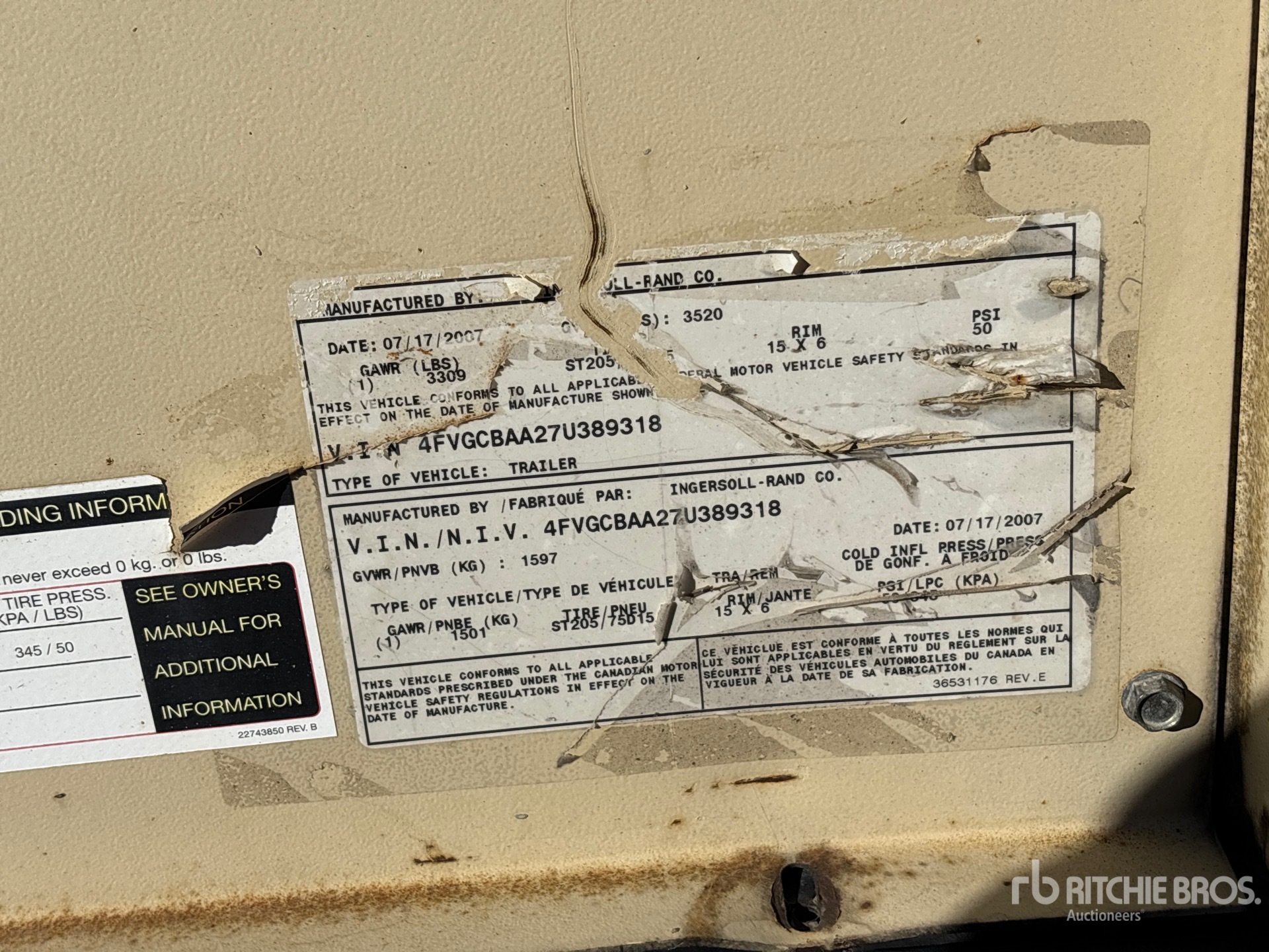 General Appearance with Serial Number / VIN