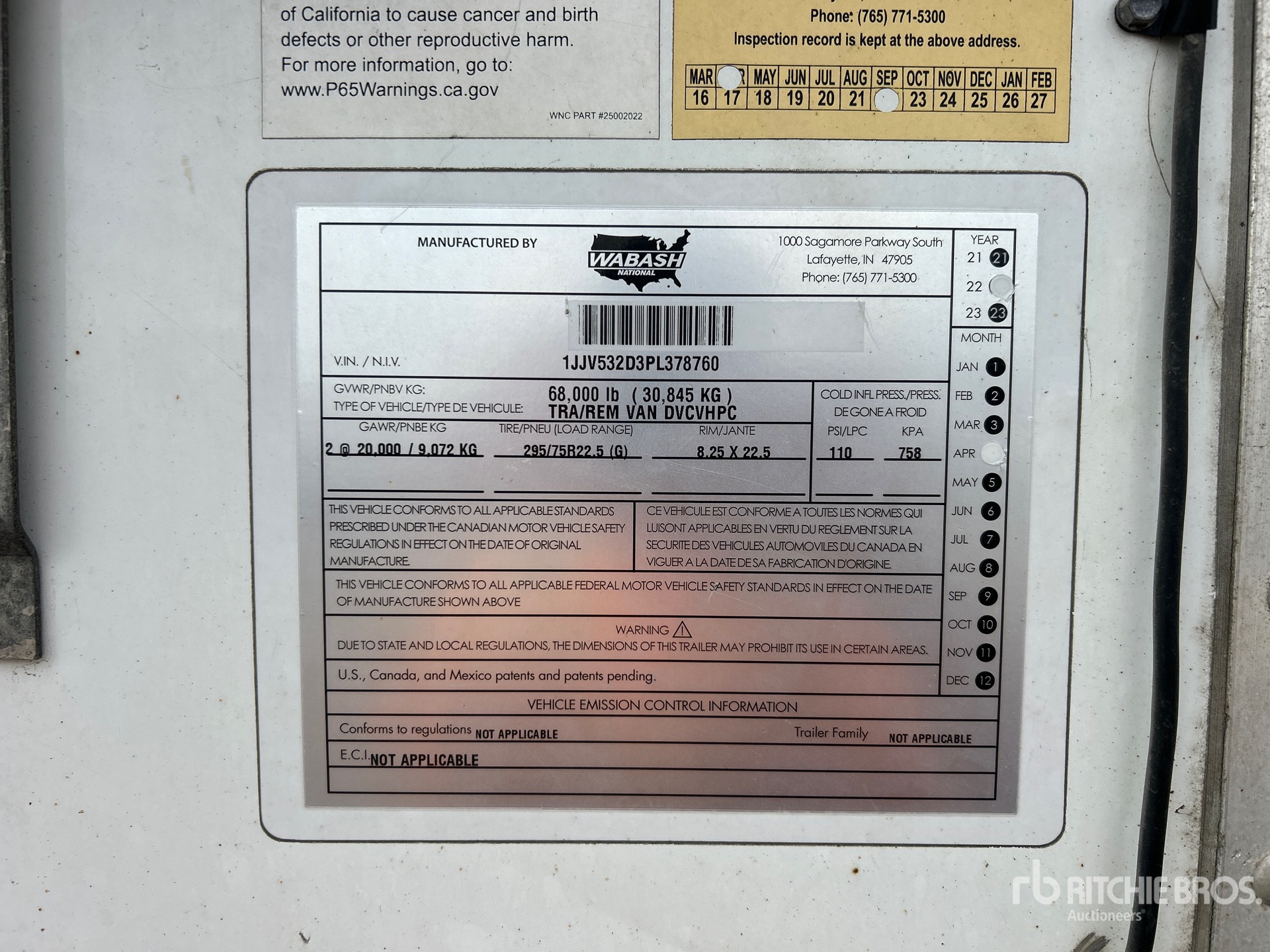 General Appearance with Serial Number / VIN