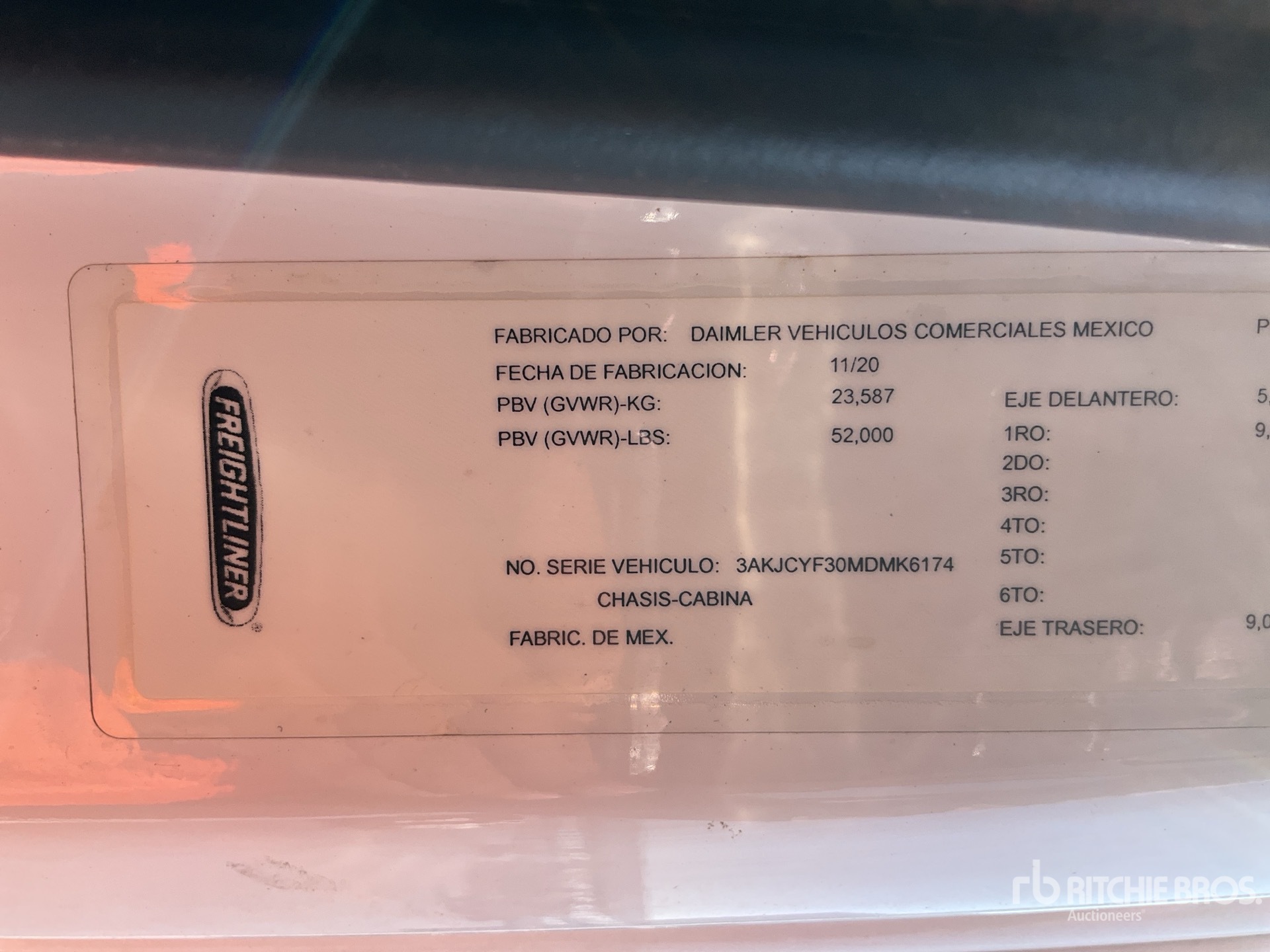 General Appearance with Serial Number / VIN