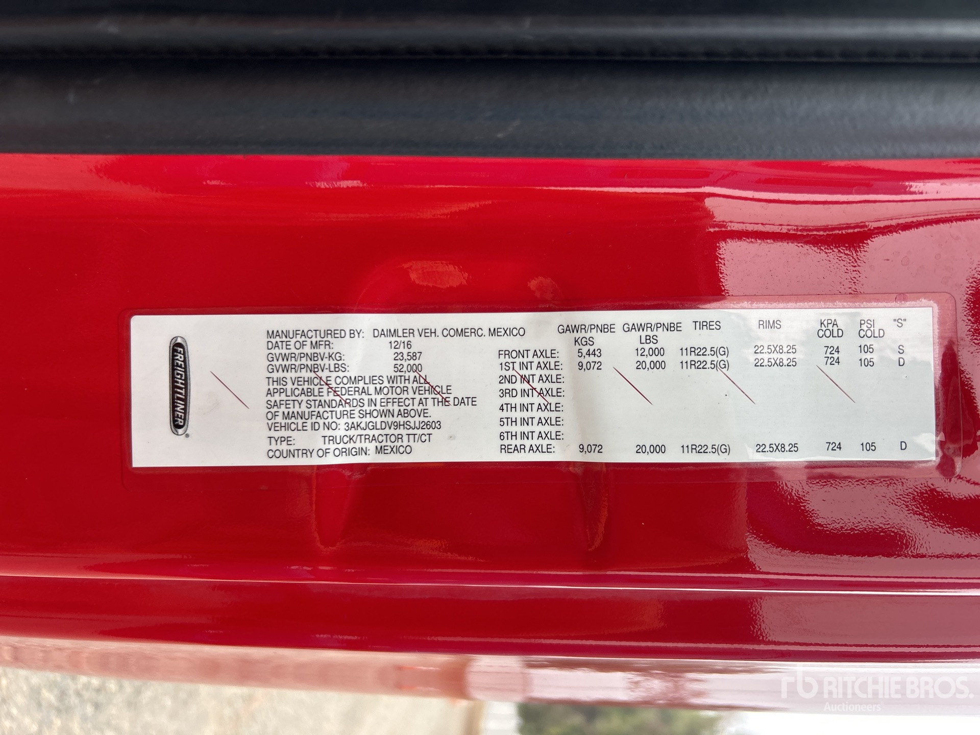 General Appearance with Serial Number / VIN