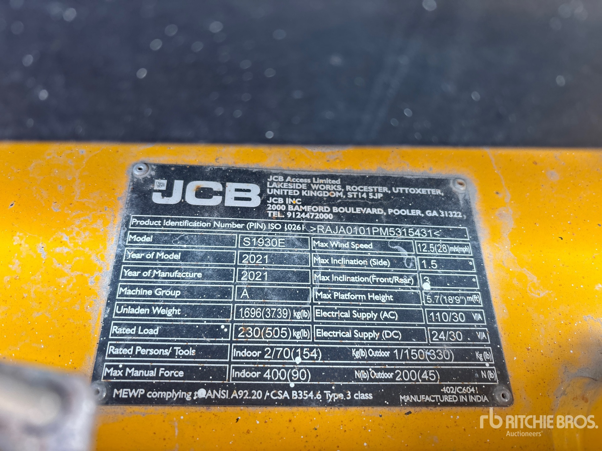 General Appearance with Serial Number / VIN
