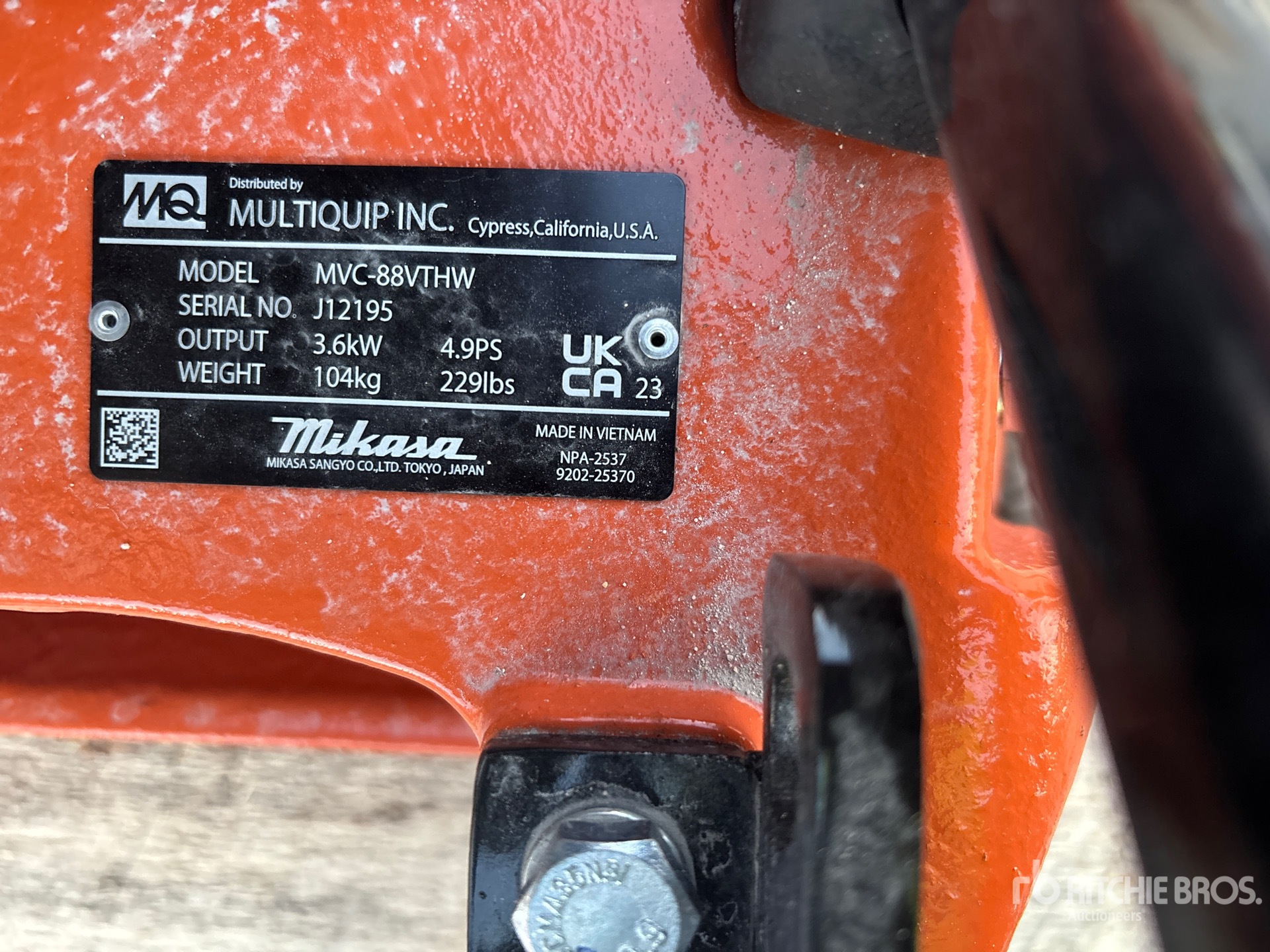 General Appearance with Serial Number / VIN