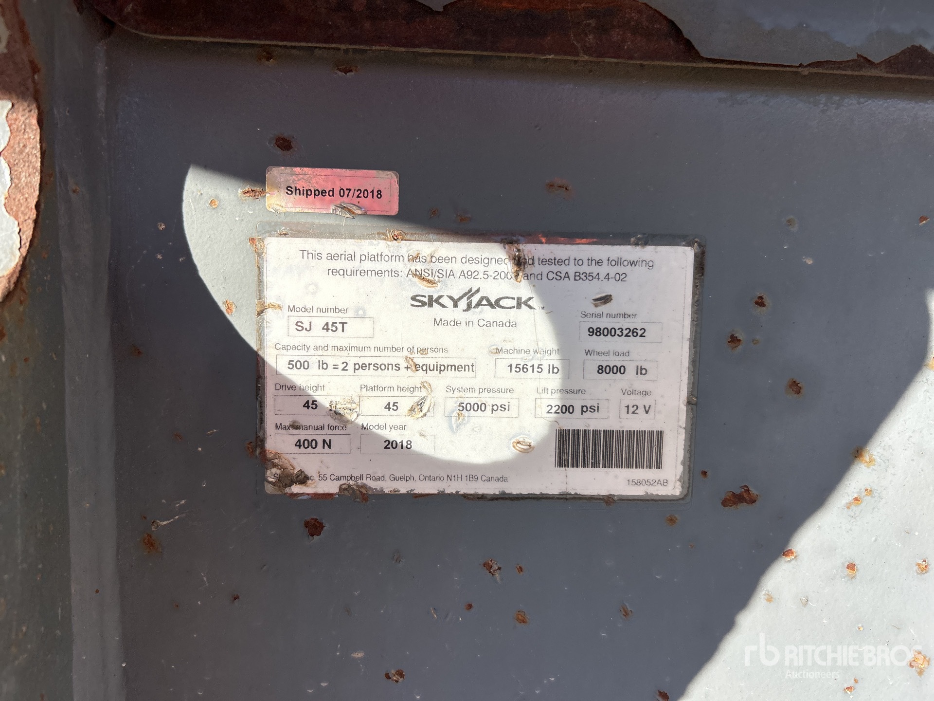 General Appearance with Serial Number / VIN