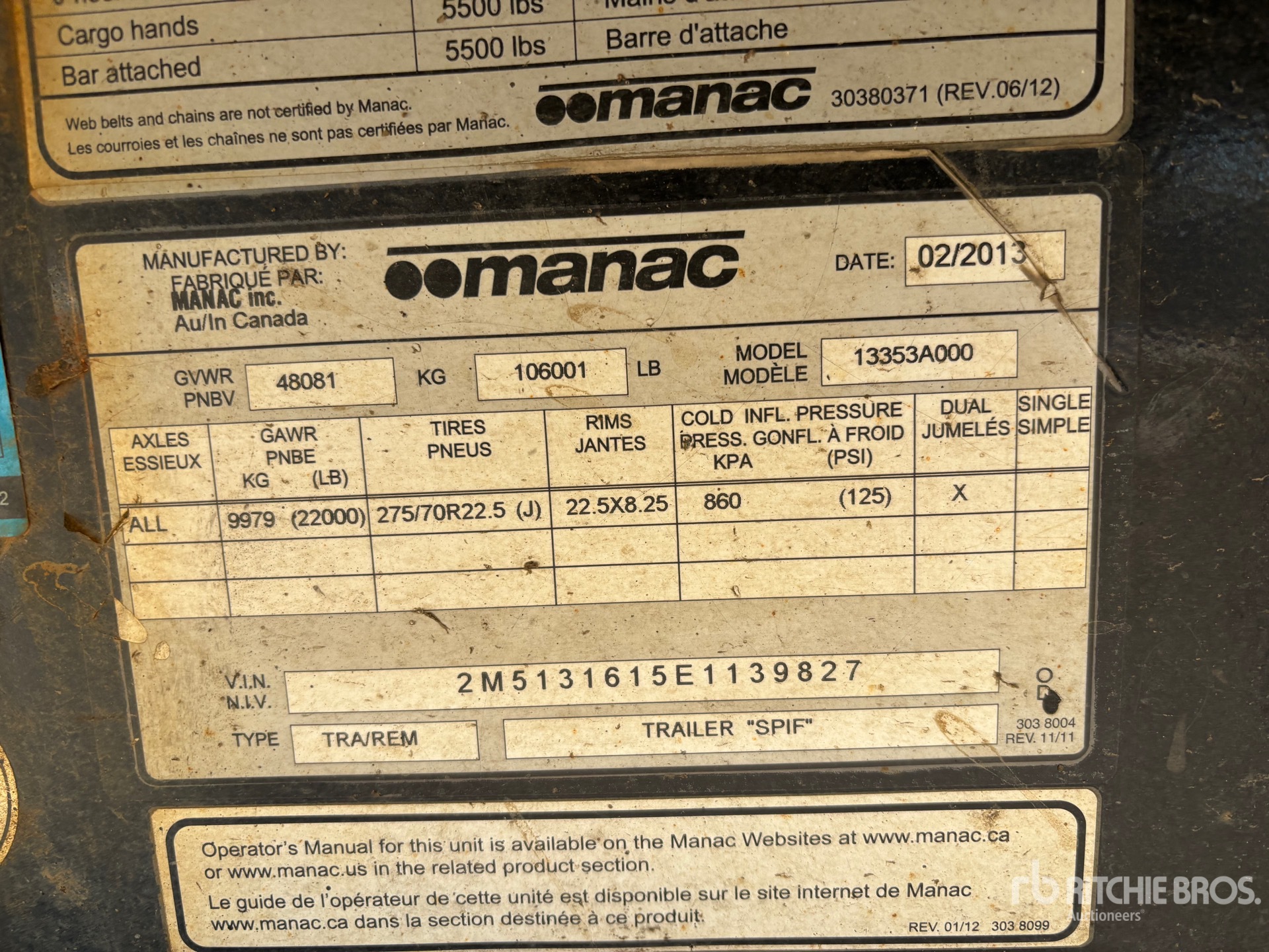 General Appearance with Numéro de série/Numéro d'identification du véhicule automobile
