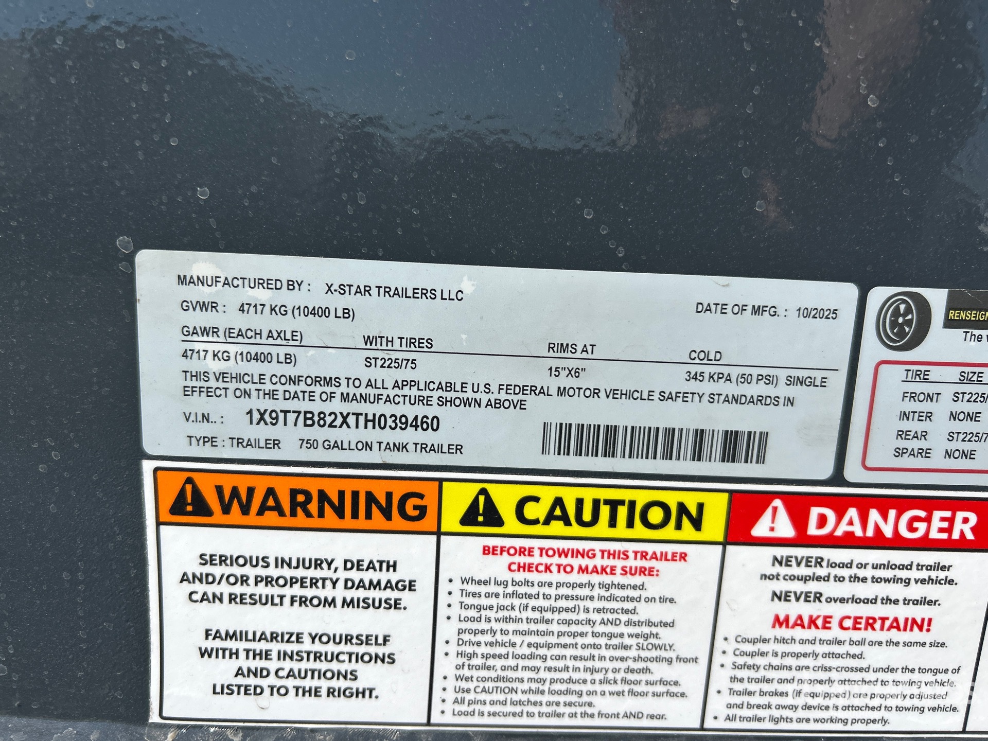 General Appearance with Serial Number / VIN